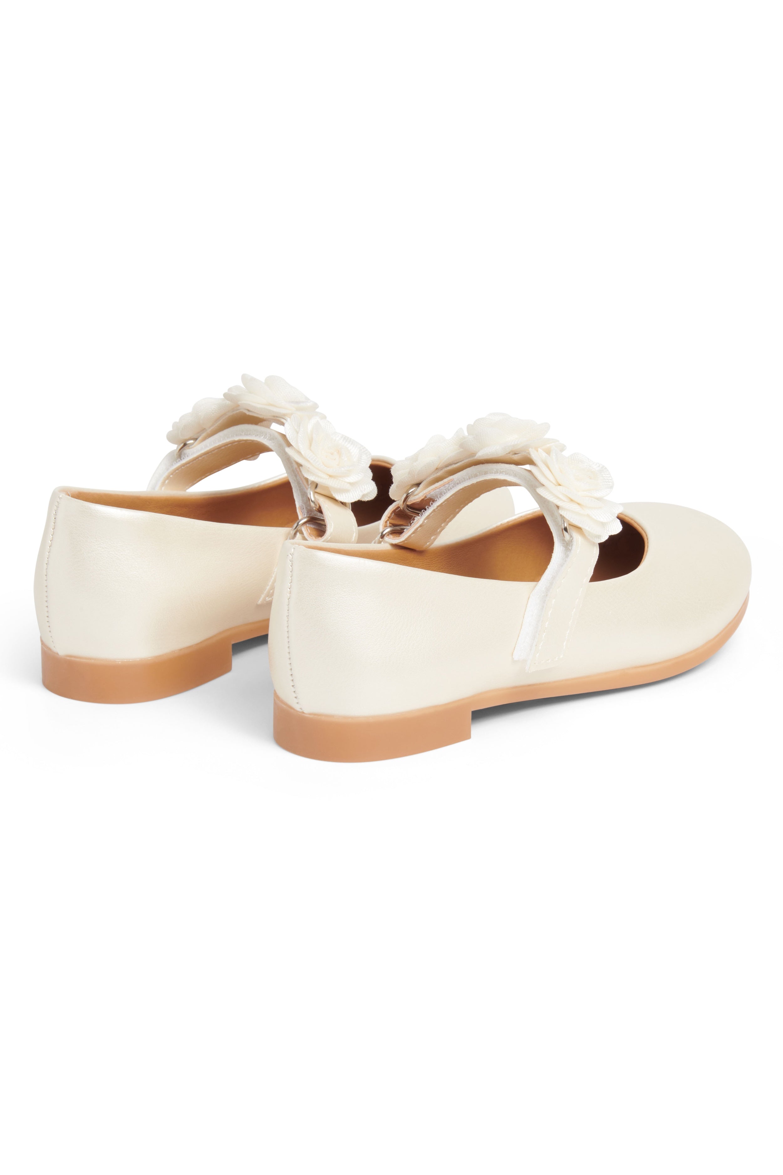 Ivory Floral Strap Ballerina Shoes
