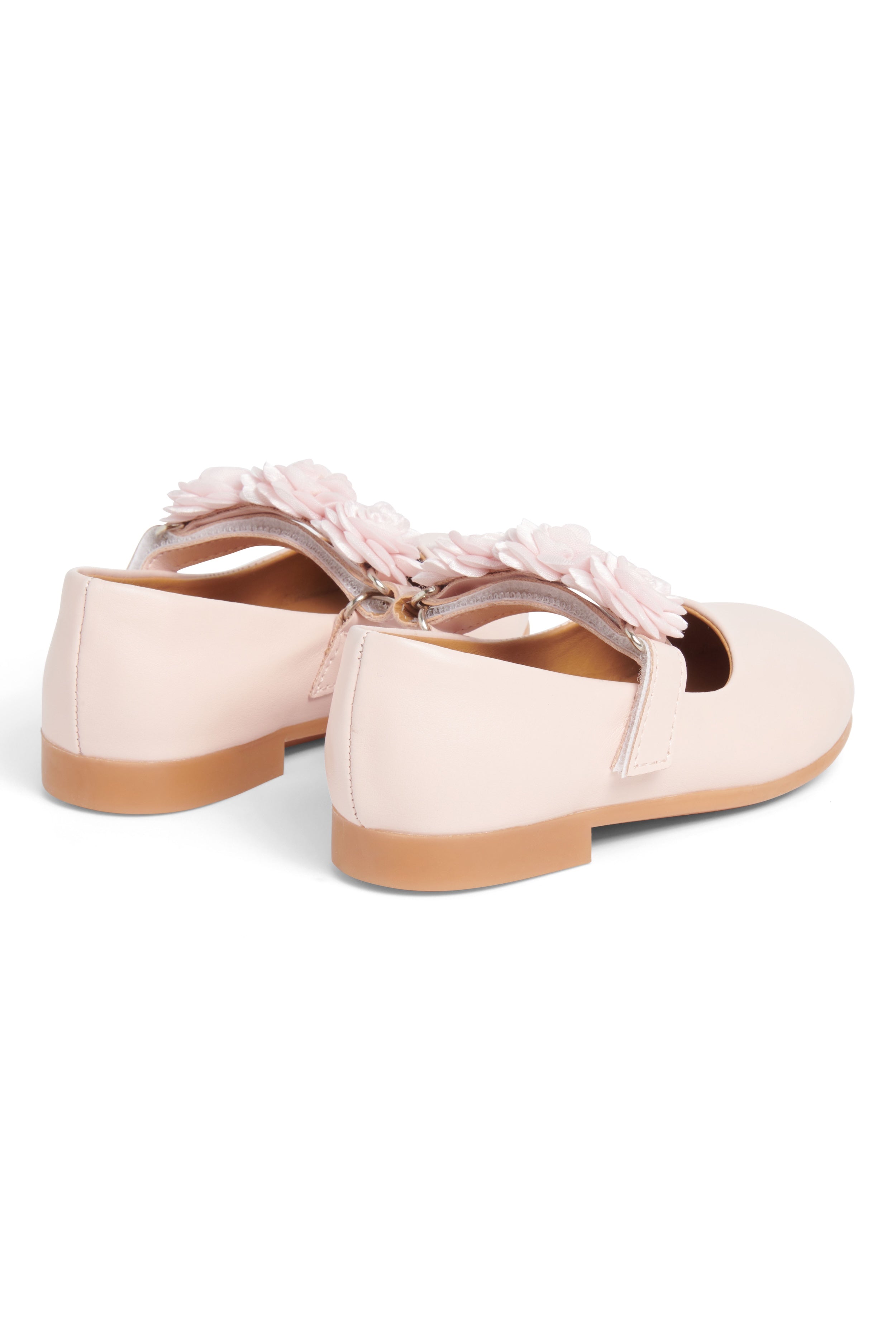 Pink Floral Strap Ballerina Shoes