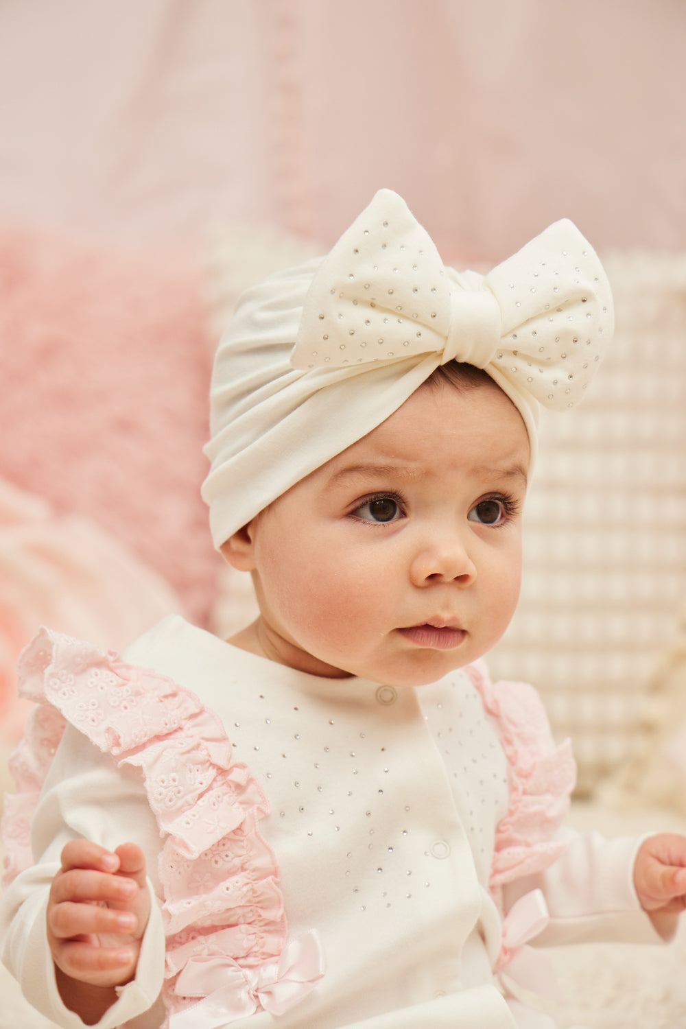 Ivory Cotton Turban with Bow