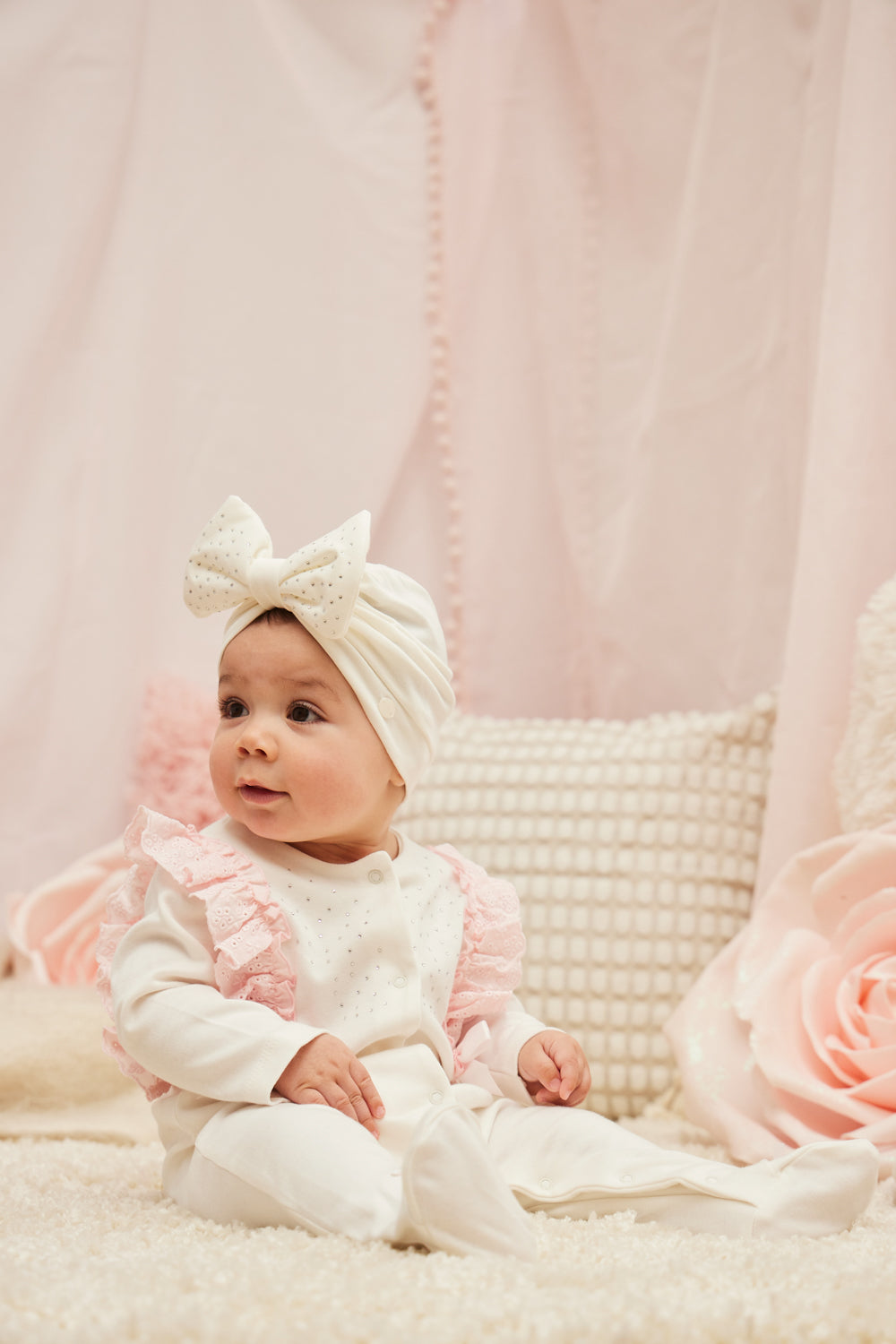 Ivory Cotton Turban with Bow