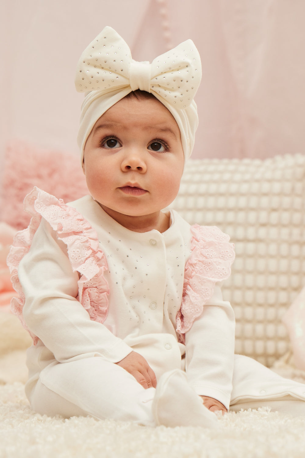 Ivory Cotton Turban with Bow