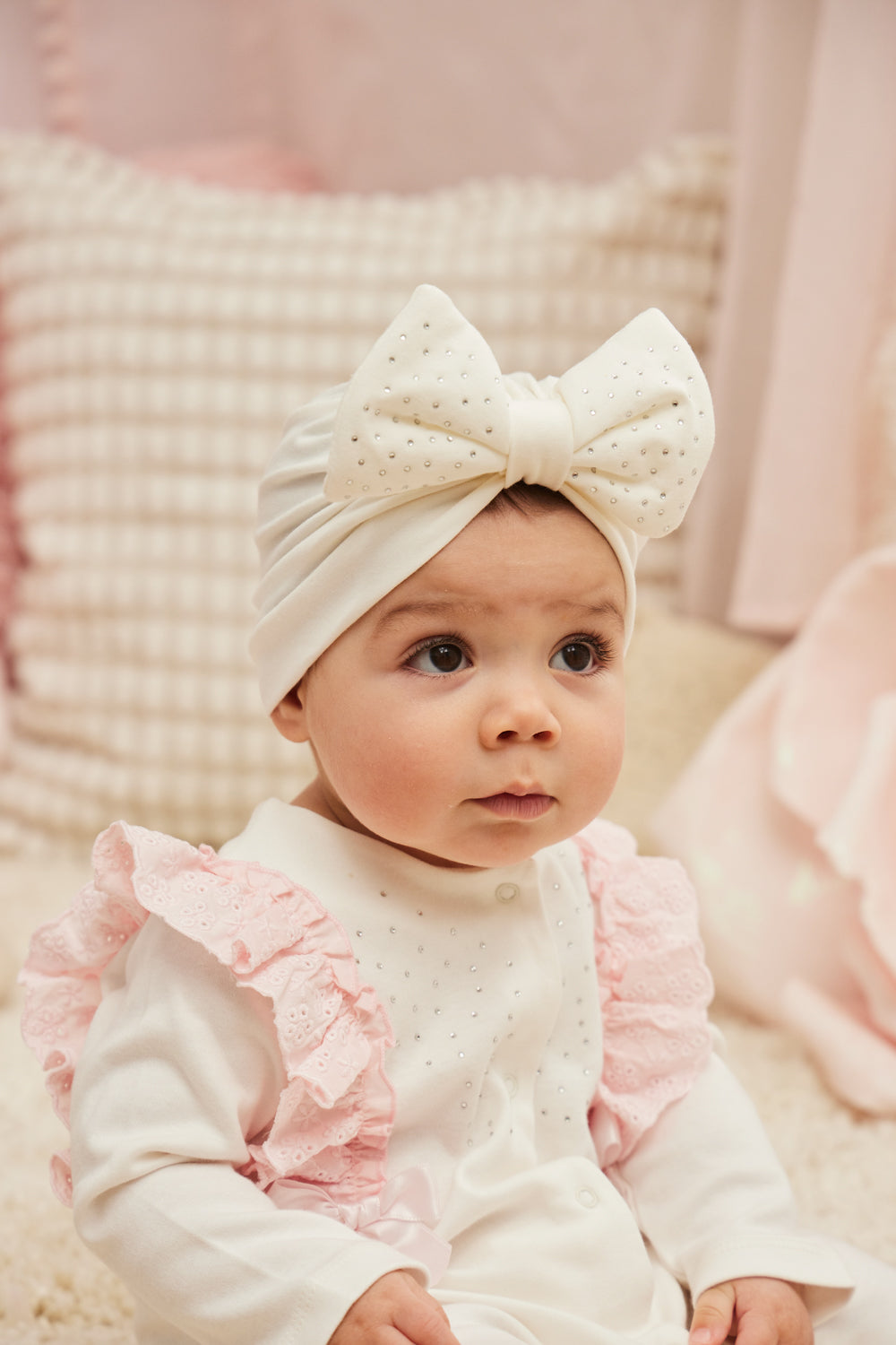Ivory Cotton Turban with Bow
