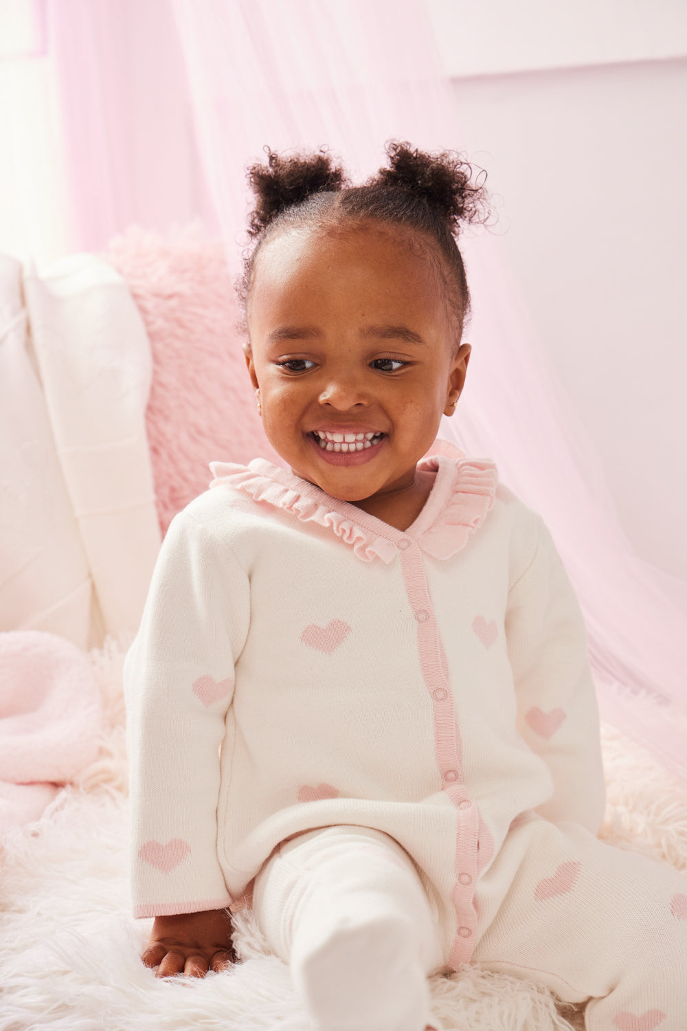 Pink Heart-Print Baby 3-Piece Sleepsuit Set