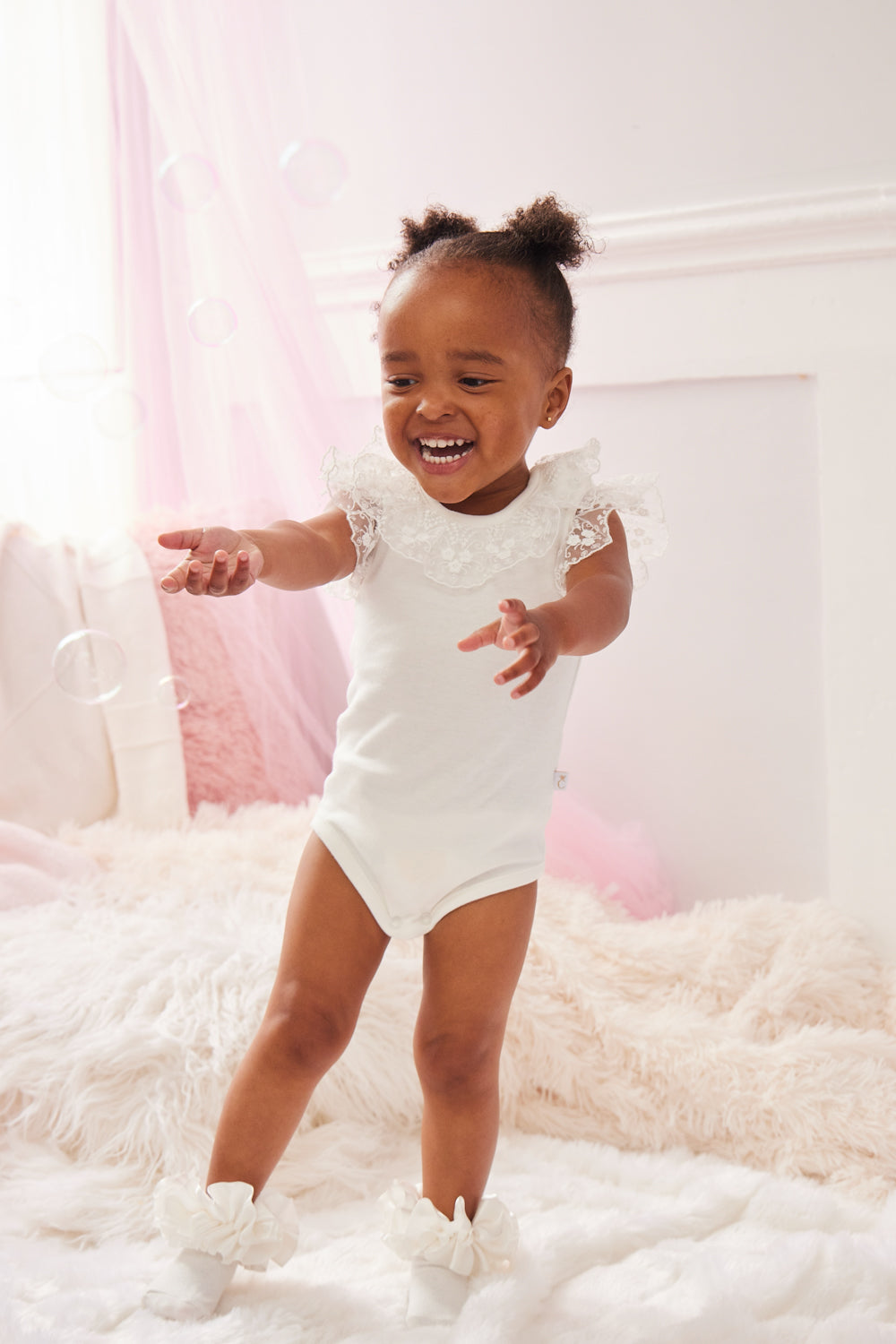 Ivory Bodysuit with Lace Trim