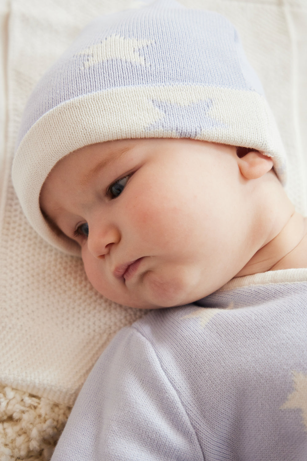 Sky Blue Star-Print Baby 3-Piece Sleepsuit Set