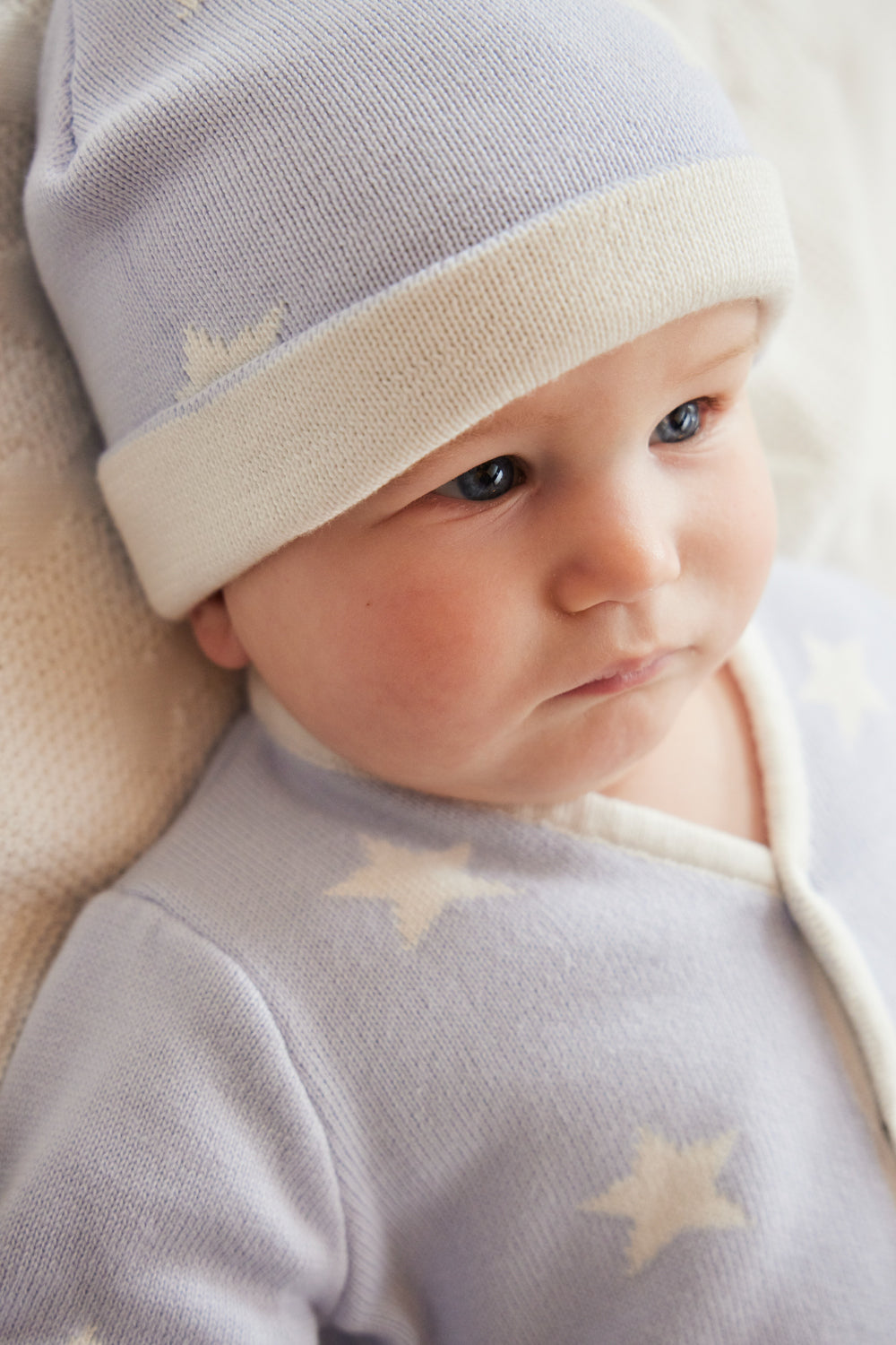 Sky Blue Star-Print Baby 3-Piece Sleepsuit Set