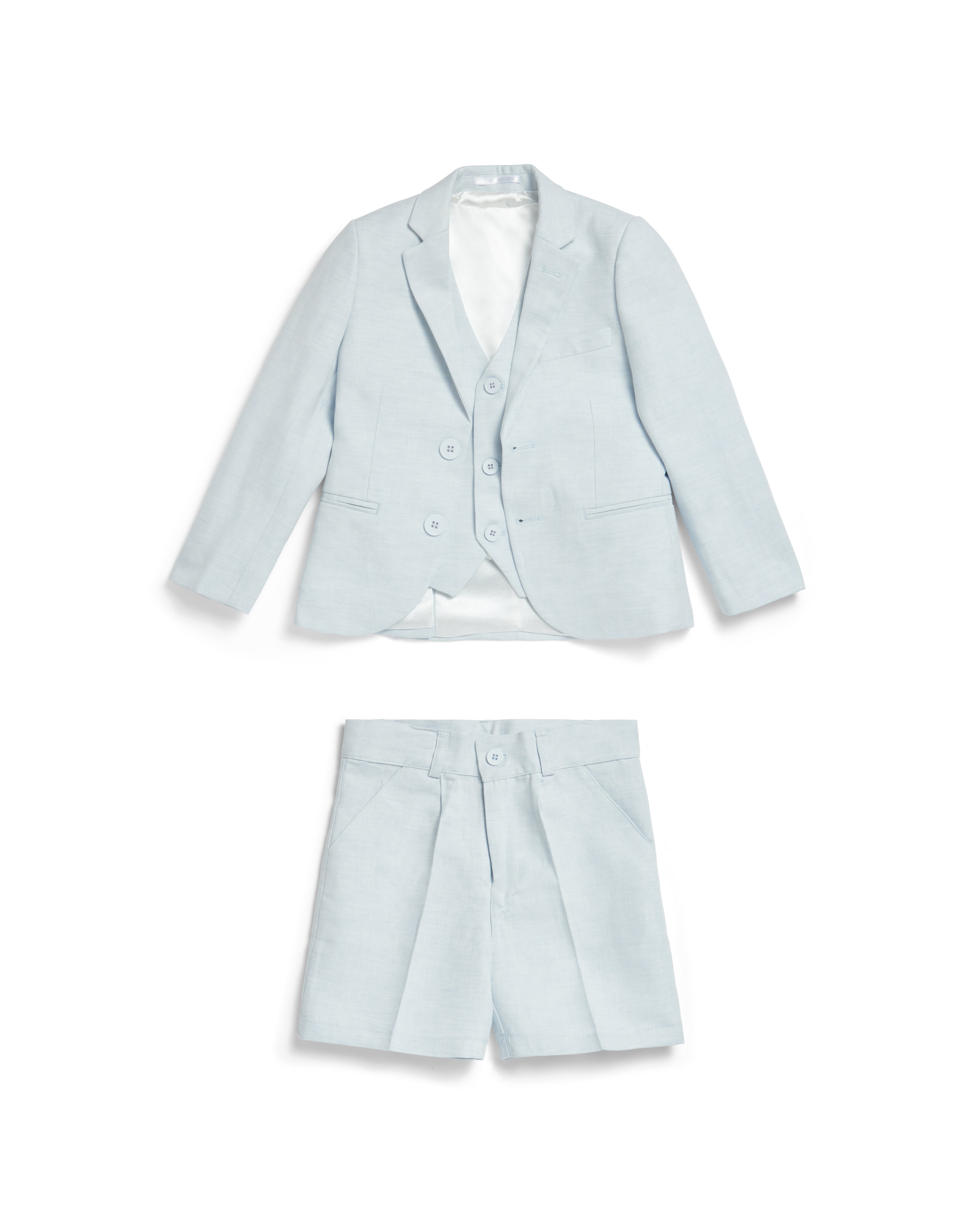 Sky Blue Boys' Linen Blend 3-Piece Suit Set