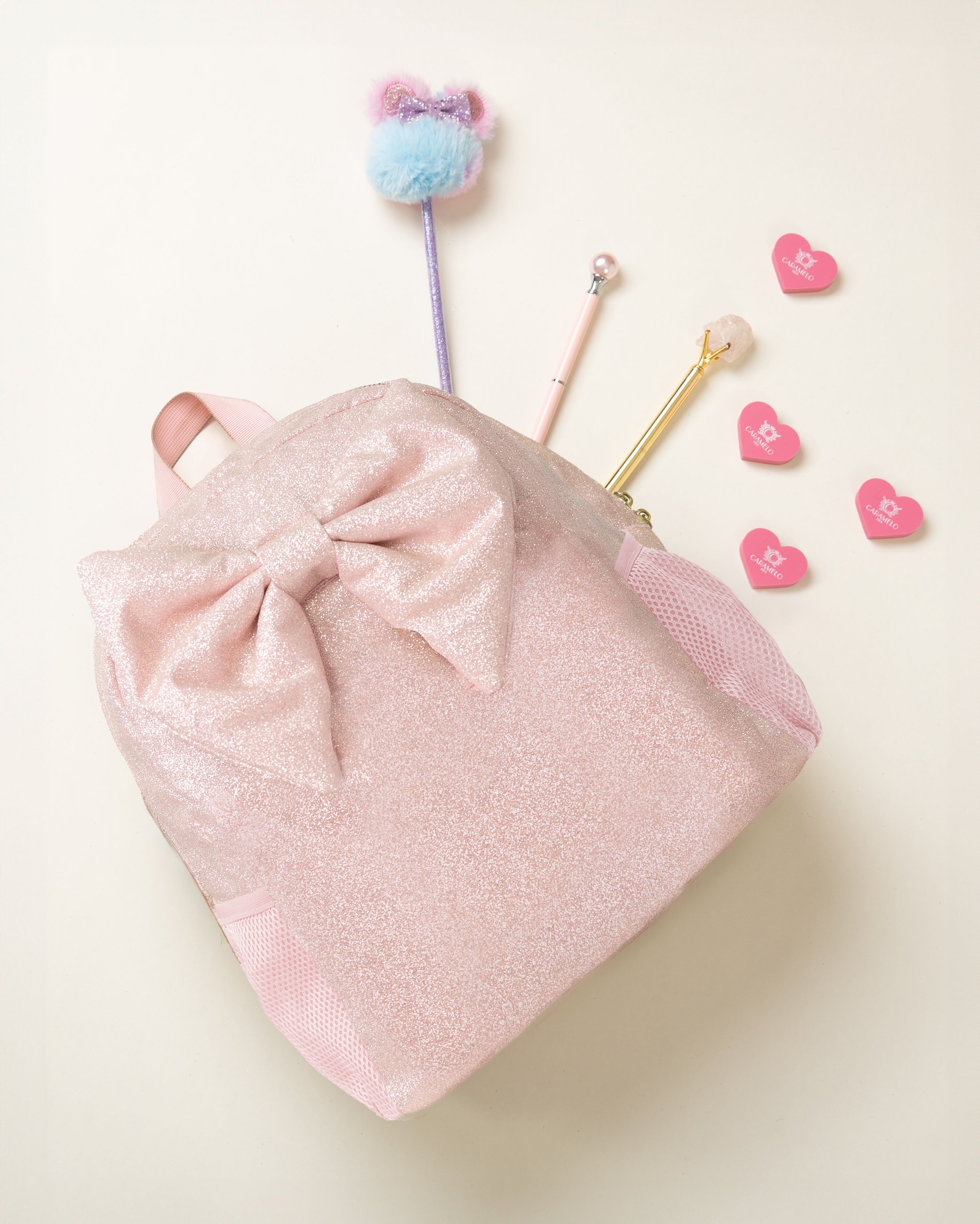 Pink Glitter Backpack with Bow