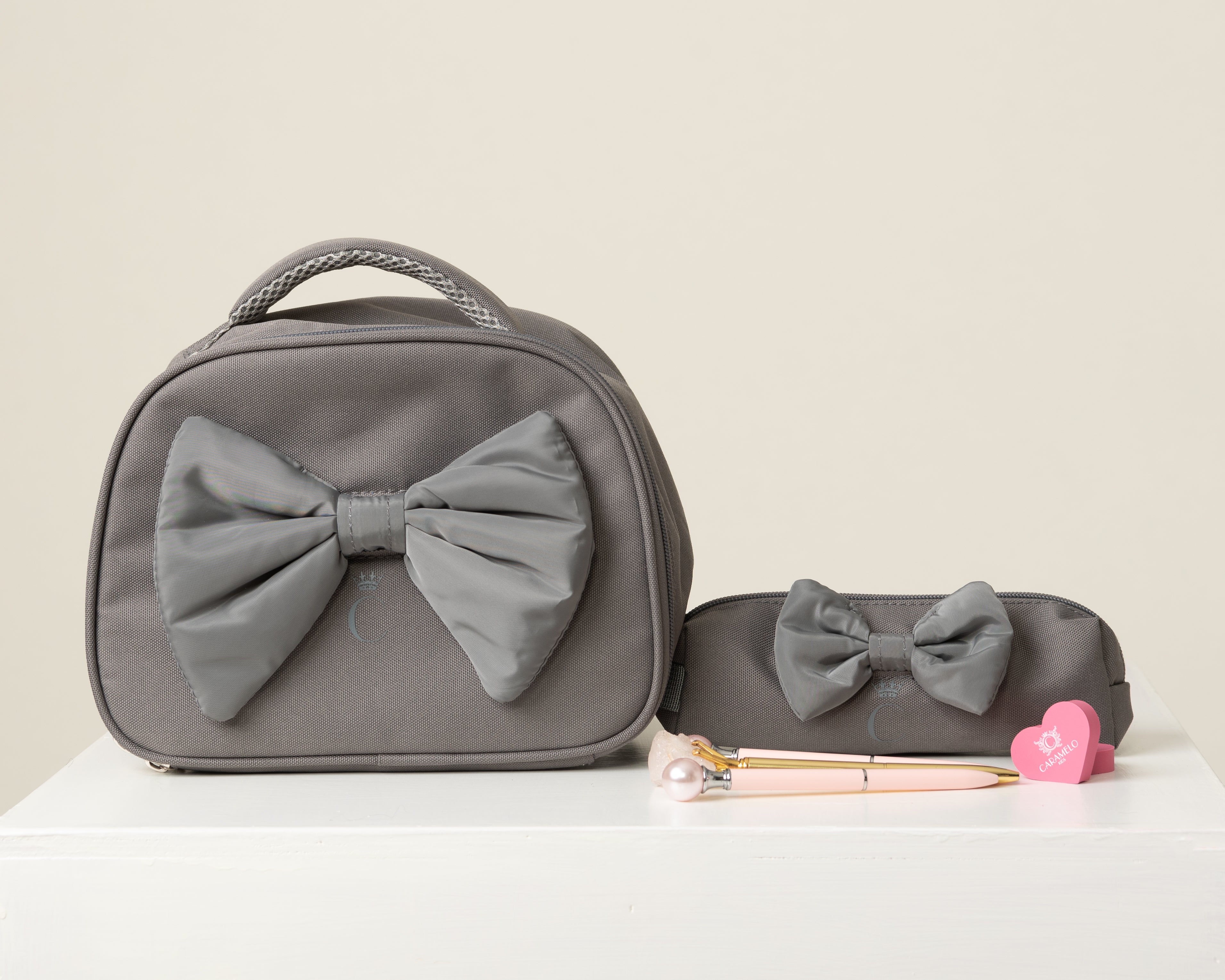 Grey Bow Lunch Bag