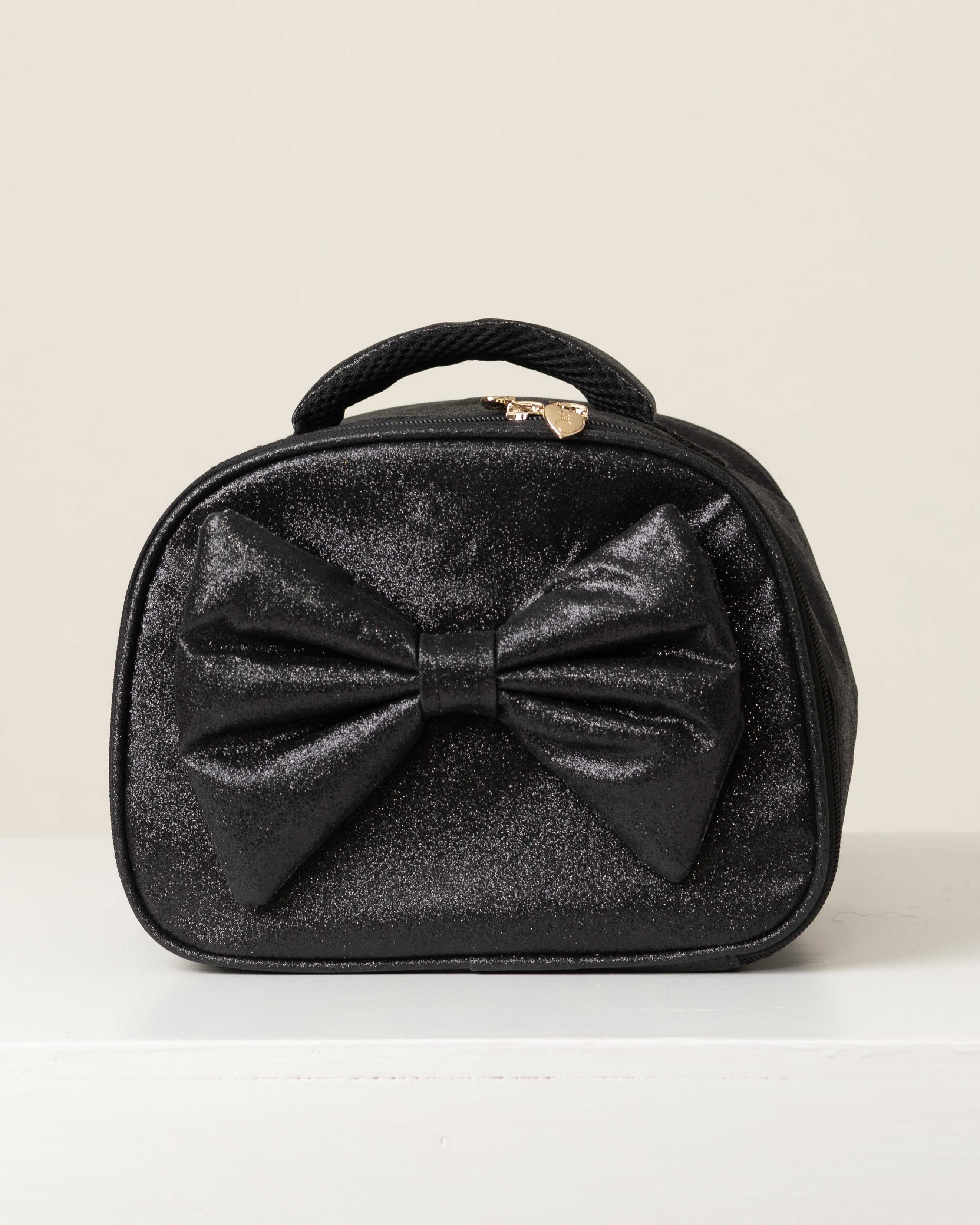 Black Glitter Lunch Bag with Bow