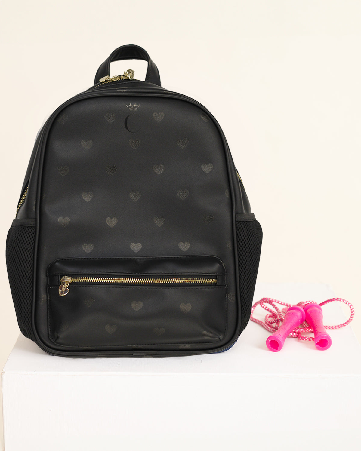 Black Heart Print Backpack