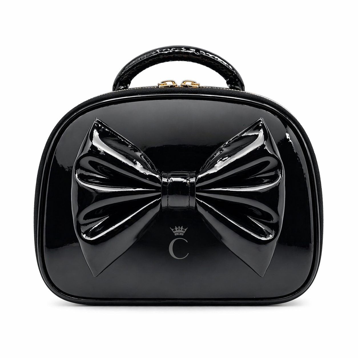Black Patent Bow Lunch Bag