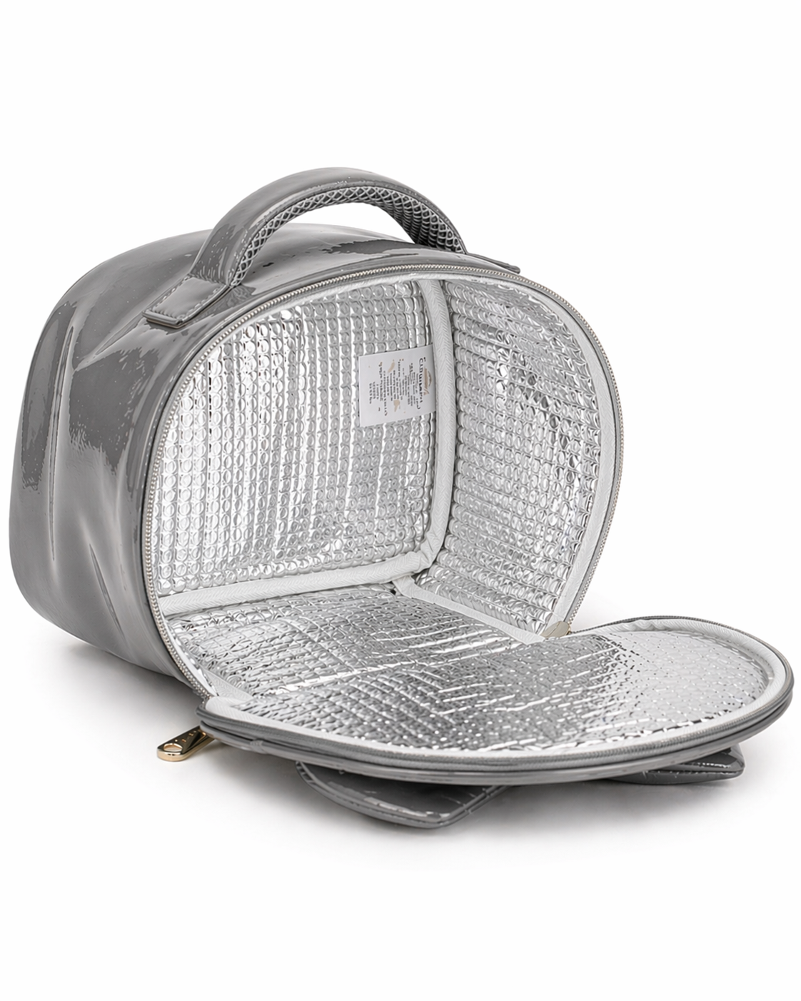 Grey Patent Bow Lunch Bag