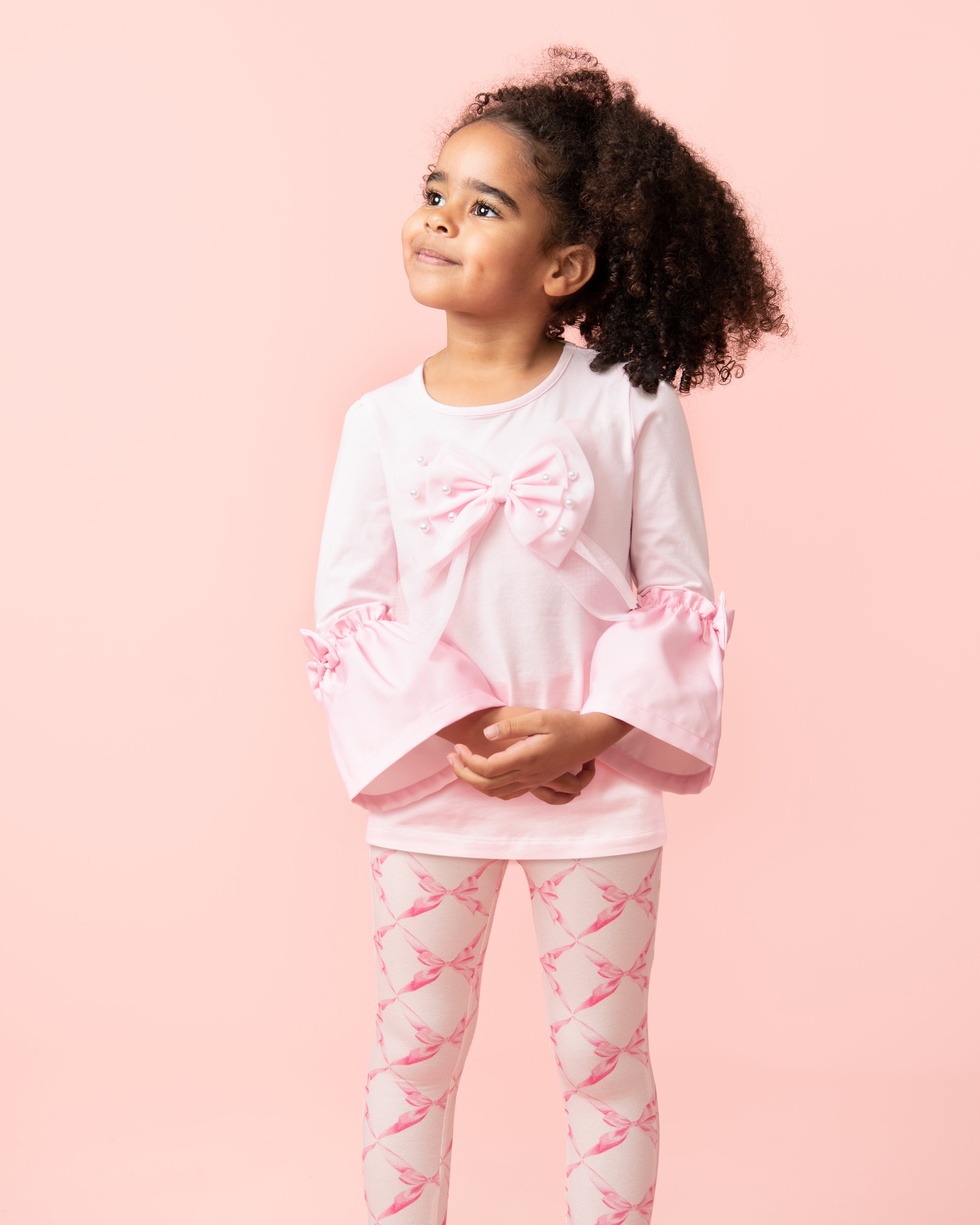 Pink Leggings Set with Bow Design (4-8 years)