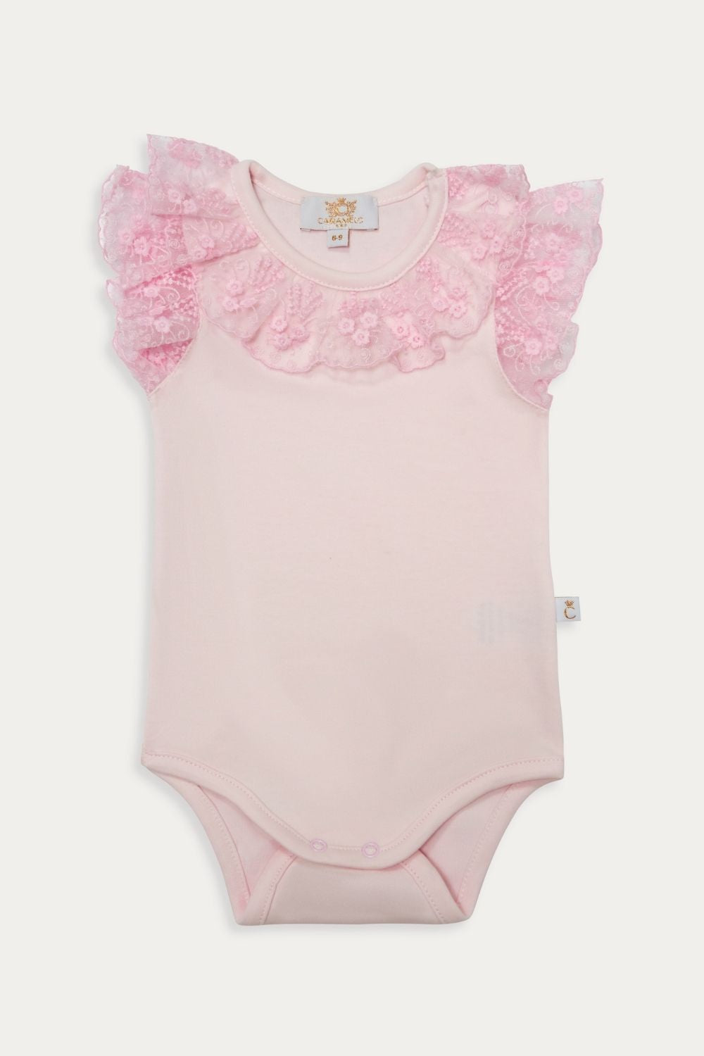 Pink Bodysuit with Lace Trim