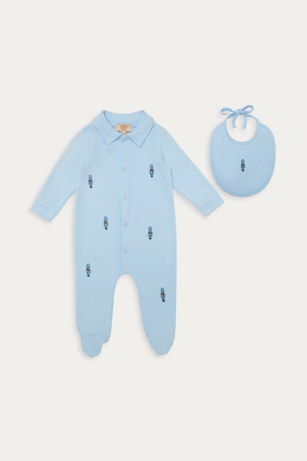 Sky Blue Baby Romper with Matching Bib