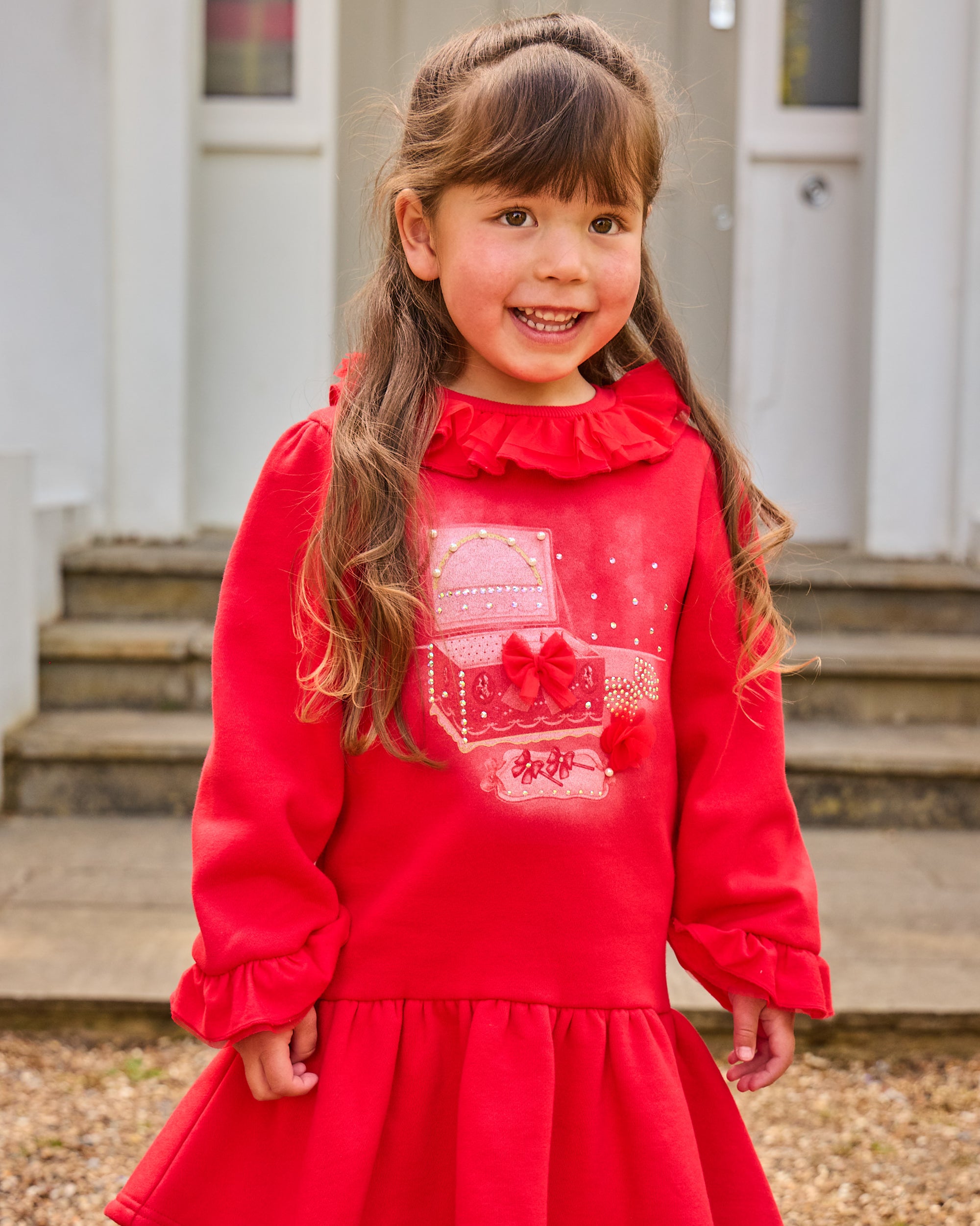 Red Frill Collar Sweater Dress