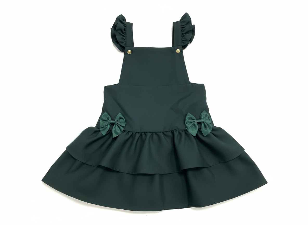 Bottle Green Frill Ra-Ra Pinafore Dress