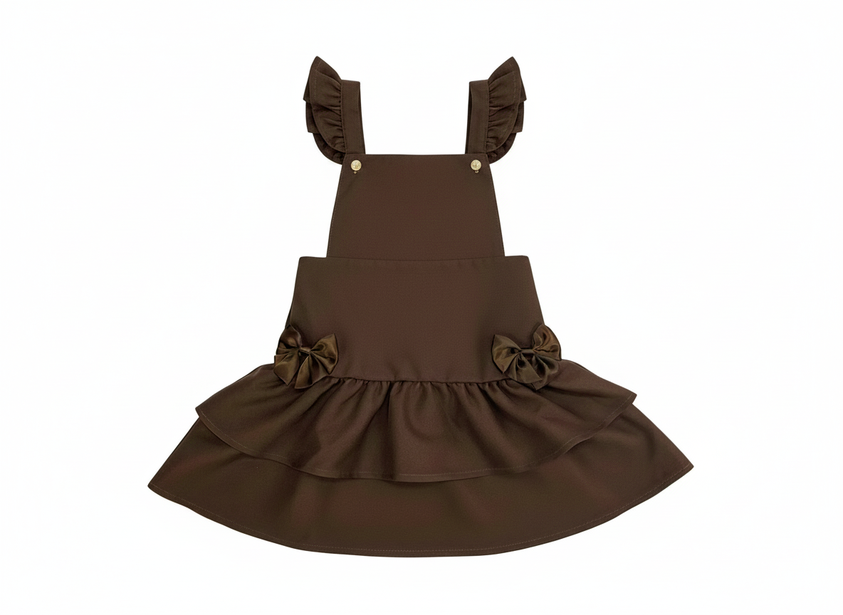 Brown Frill Ra-Ra Pinafore Dress