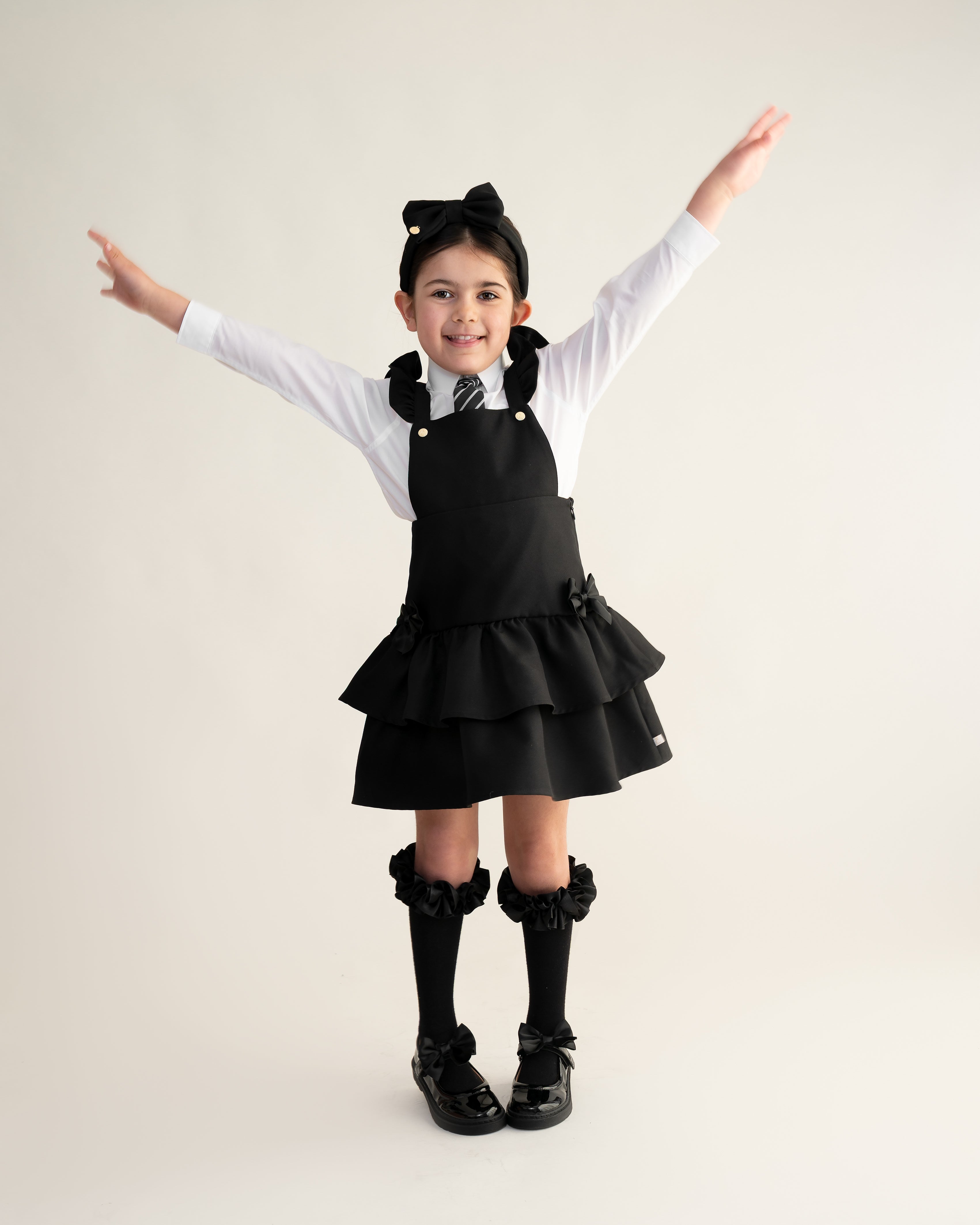 Black Frill Ra-Ra Pinafore Dress