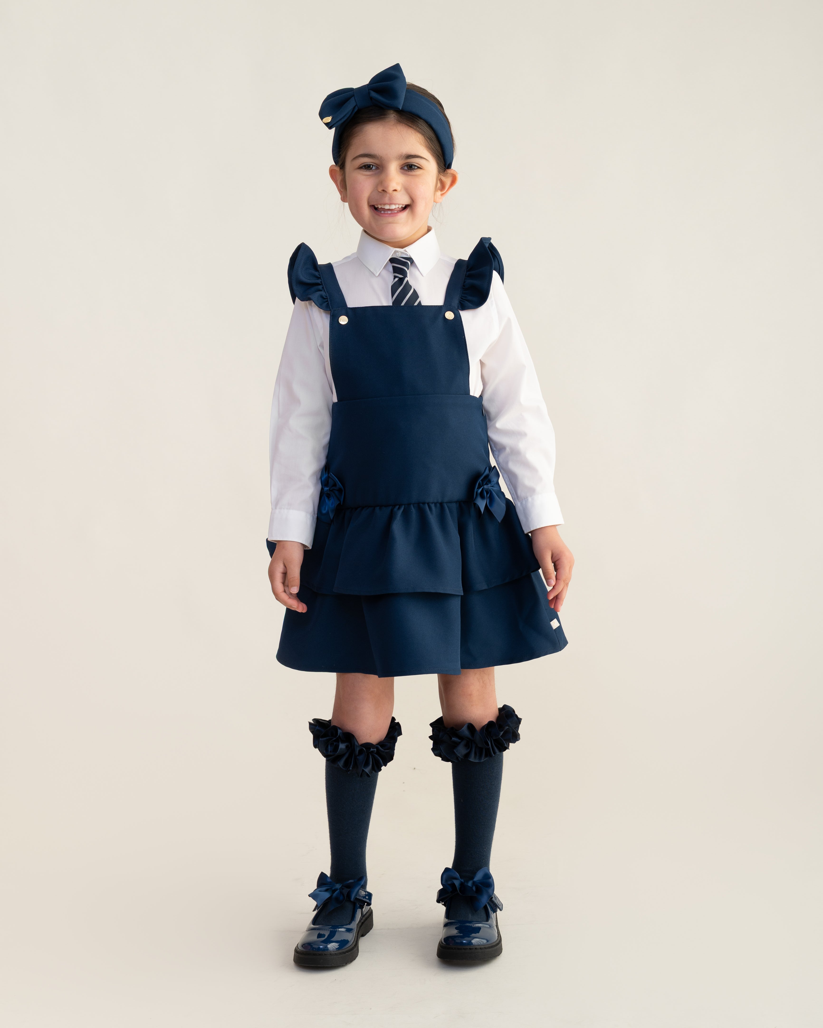 Navy Frill Ra-Ra Pinafore Dress