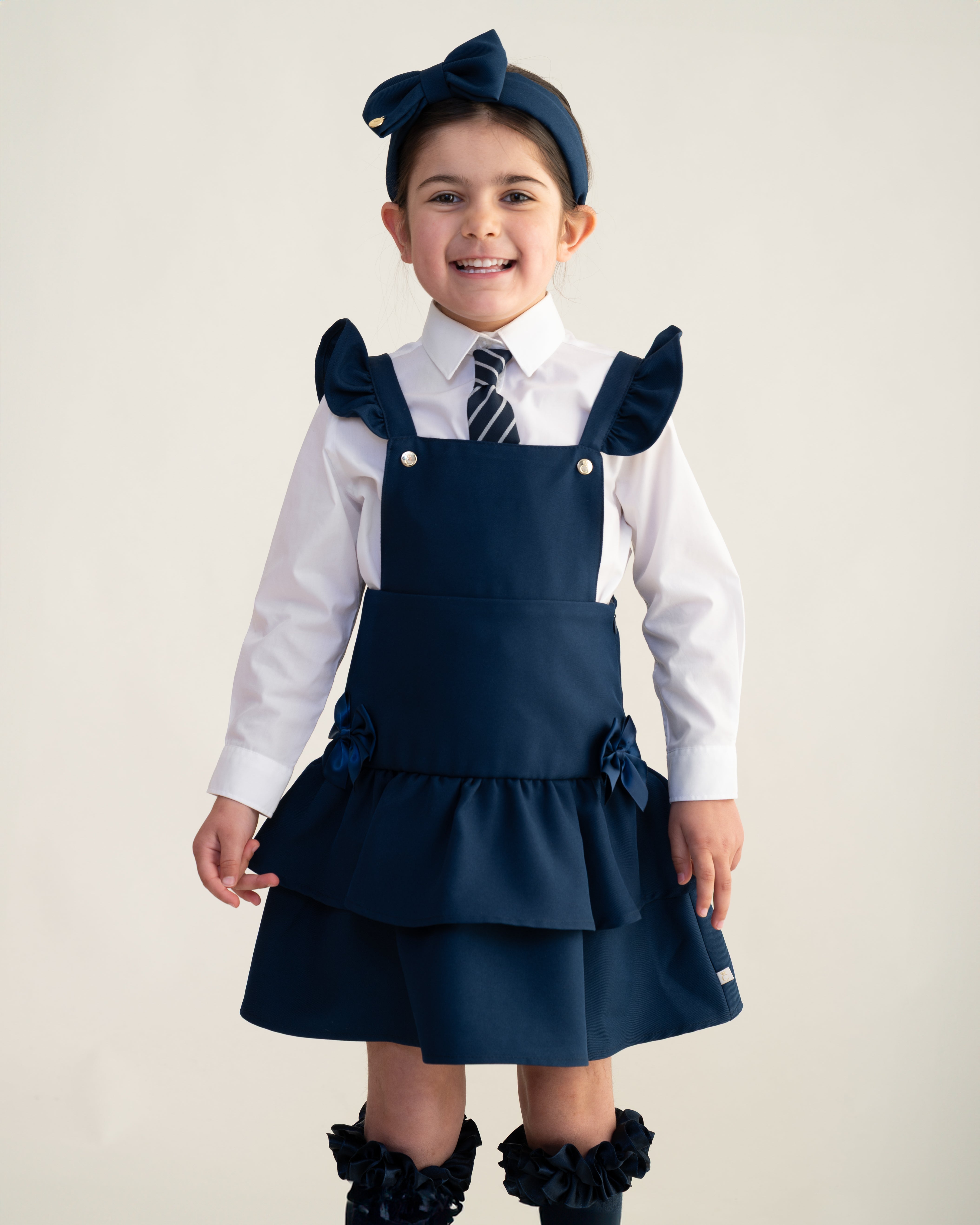 Navy Frill Ra-Ra Pinafore Dress