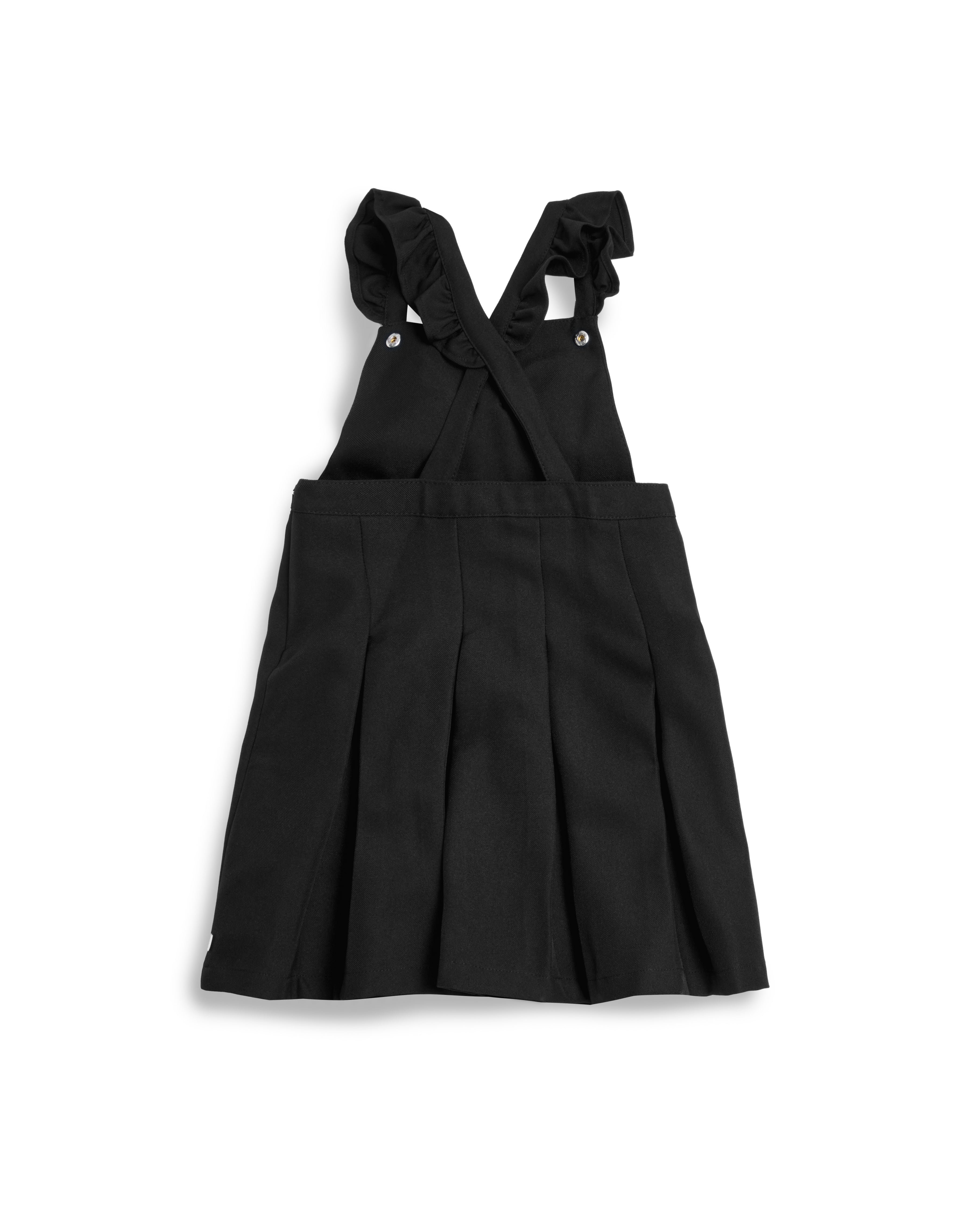 Black Frill Pinafore School Dress with Bow