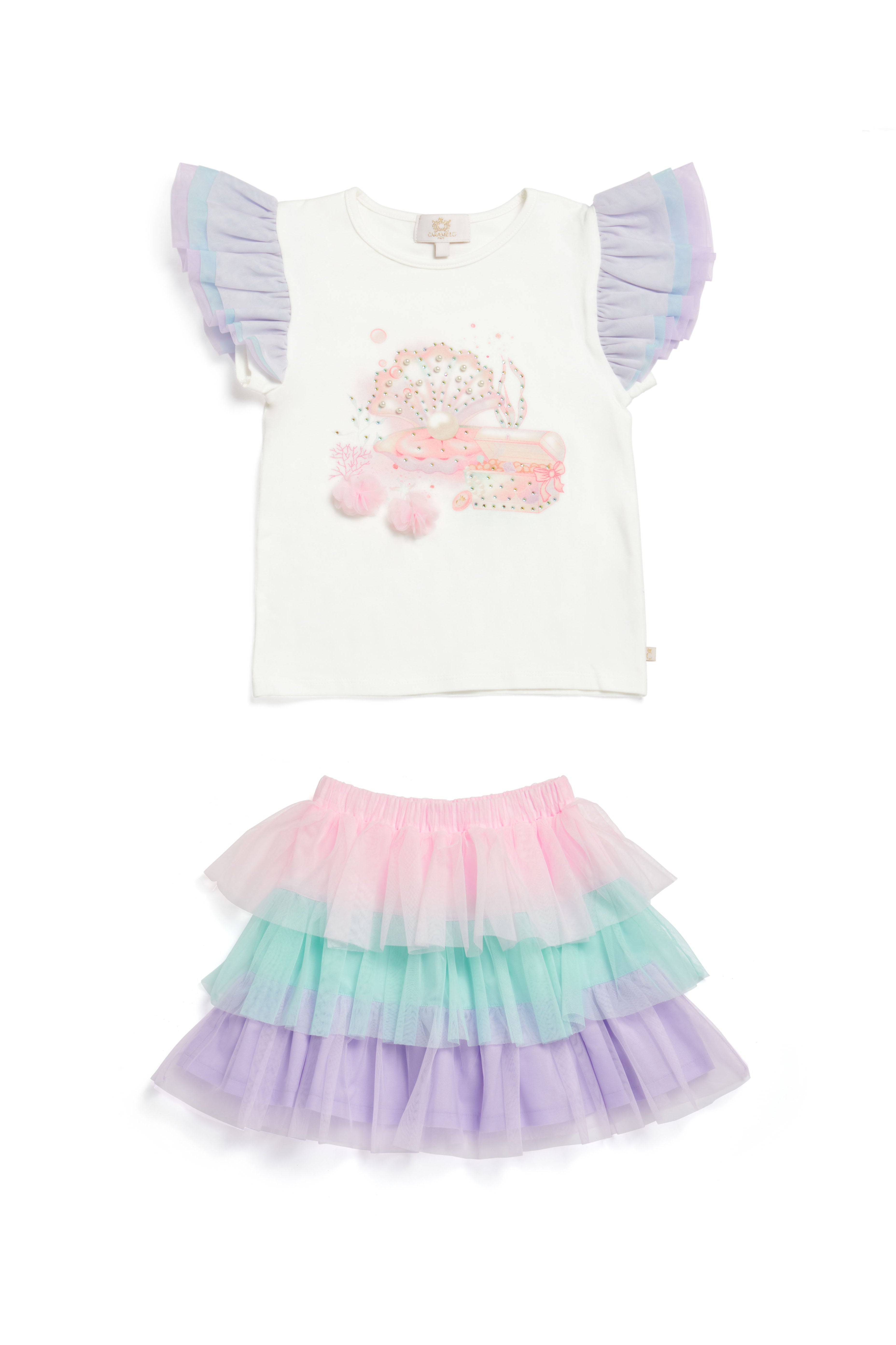 Deep Sea Dreams Rainbow Layered Tulle Skirt Set (1-4yrs)