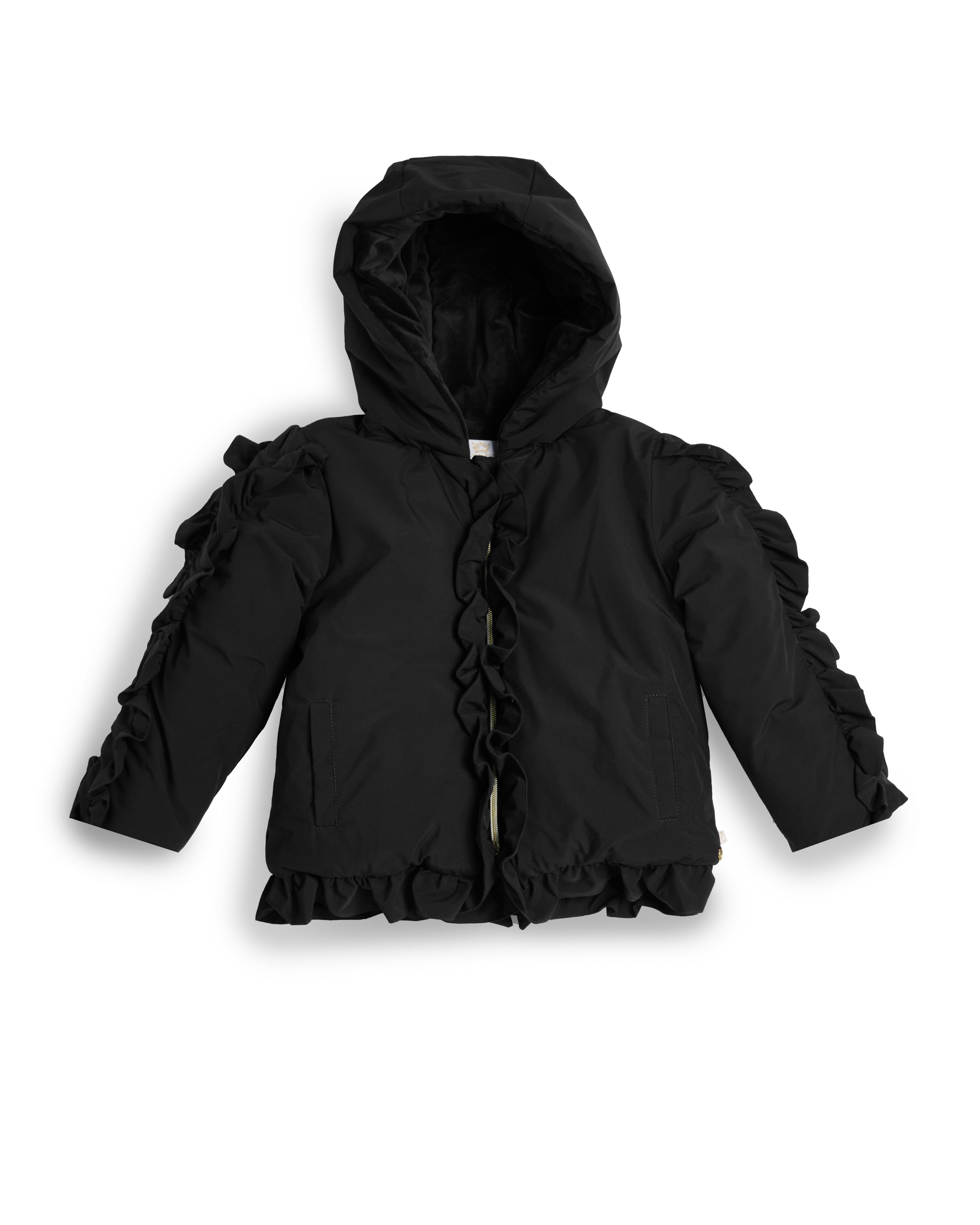 Black Frill Hooded Jacket