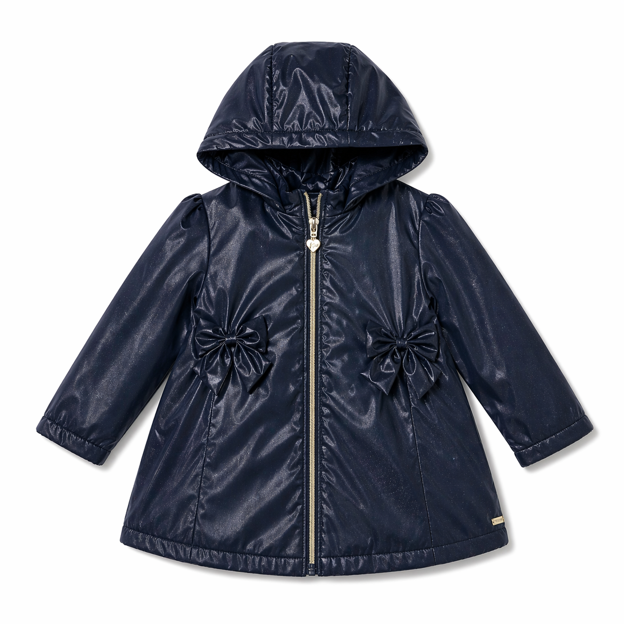 Navy Shimmer Hooded Rain Coat
