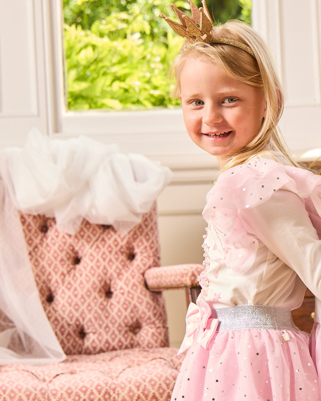 Pink Fairy Wing & Crown Skirt Set