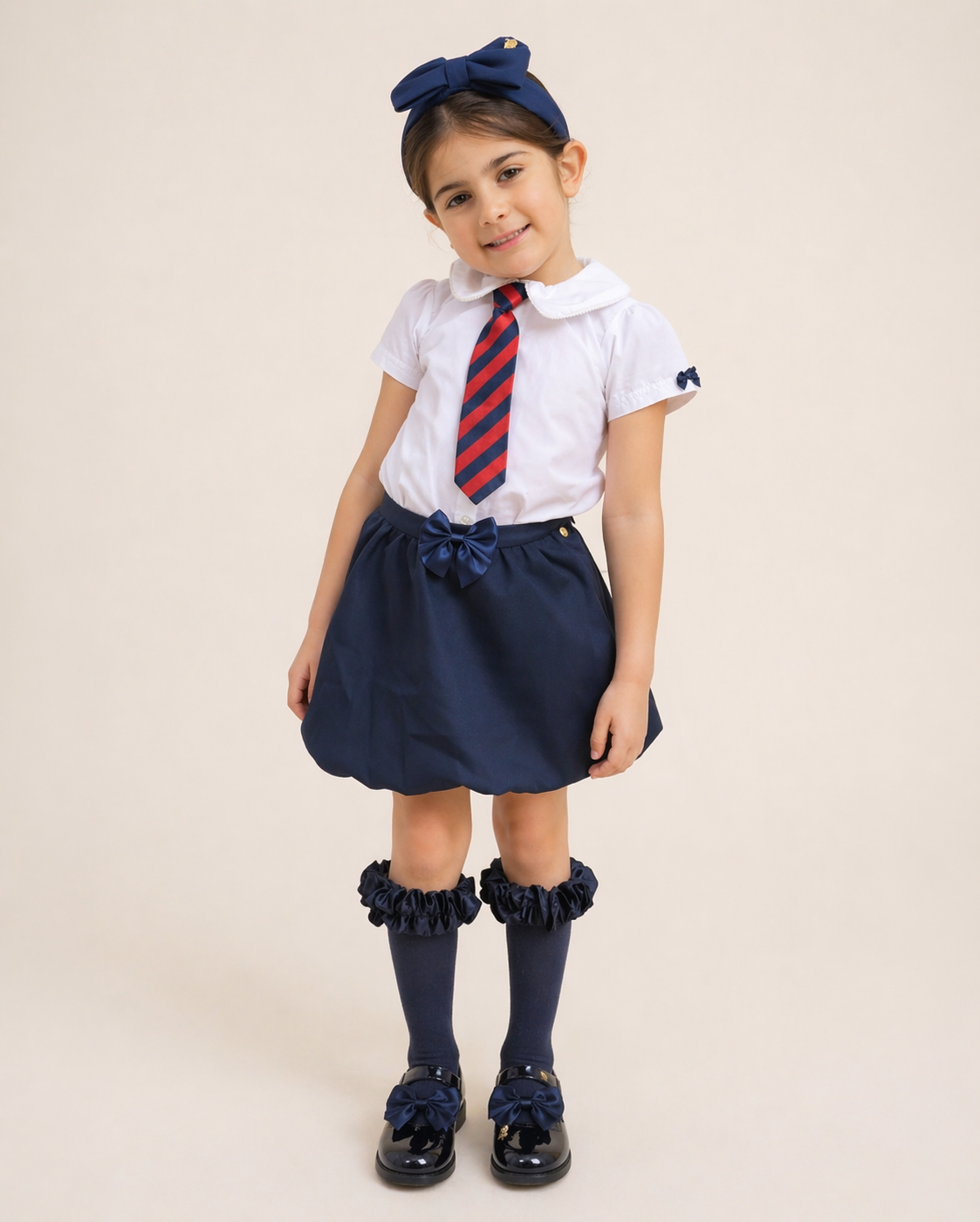 Navy Bow Detail Bubble Skirt