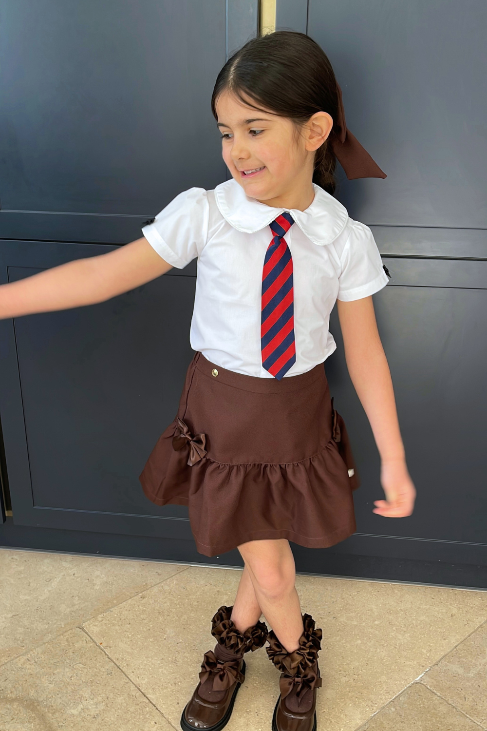 Brown Bow Detail Skirt