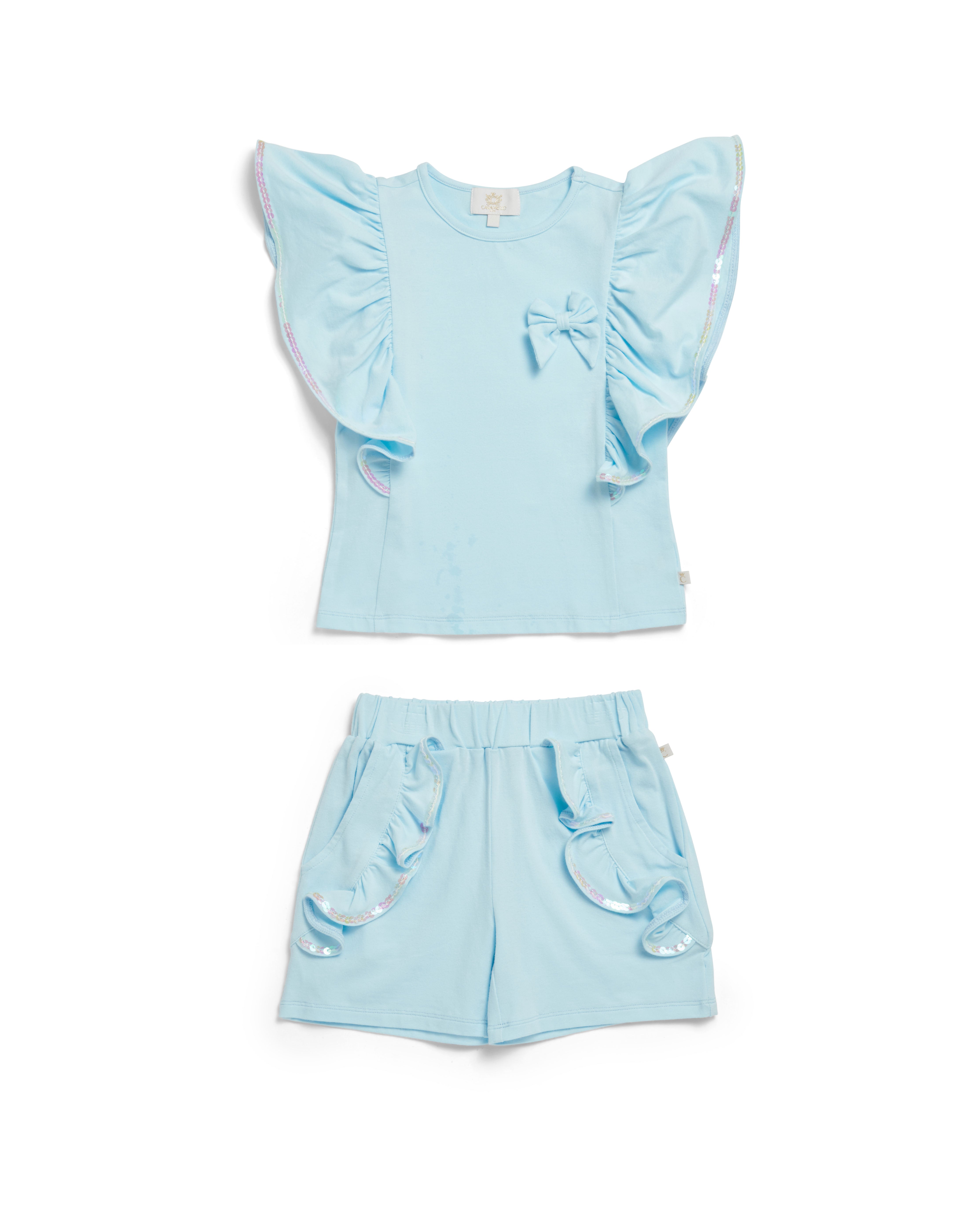 Elevated Essentials Sky Ruffle-Trim Bow Shorts Set
