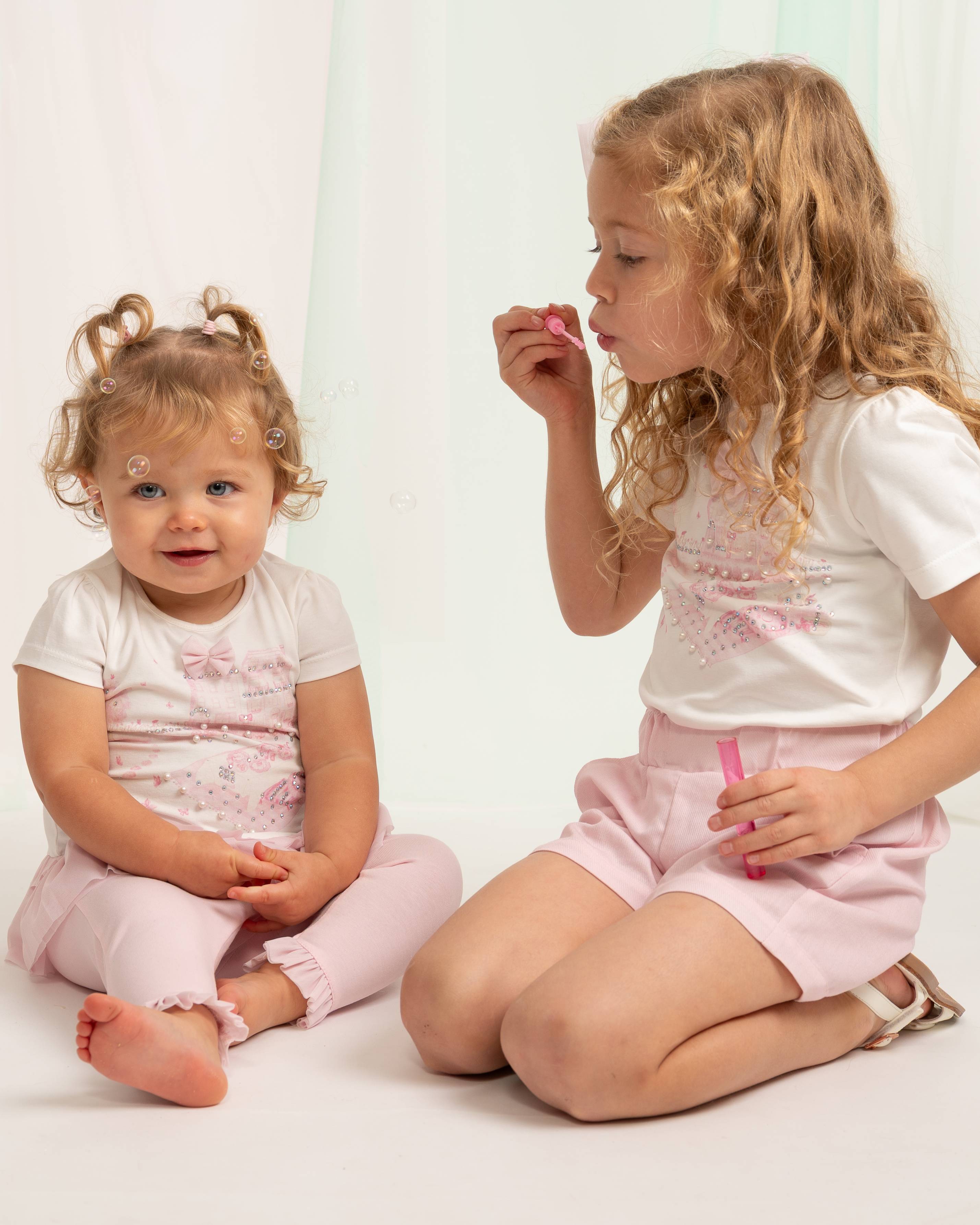 Pink Garden Printed Tulle Top & Legging Set