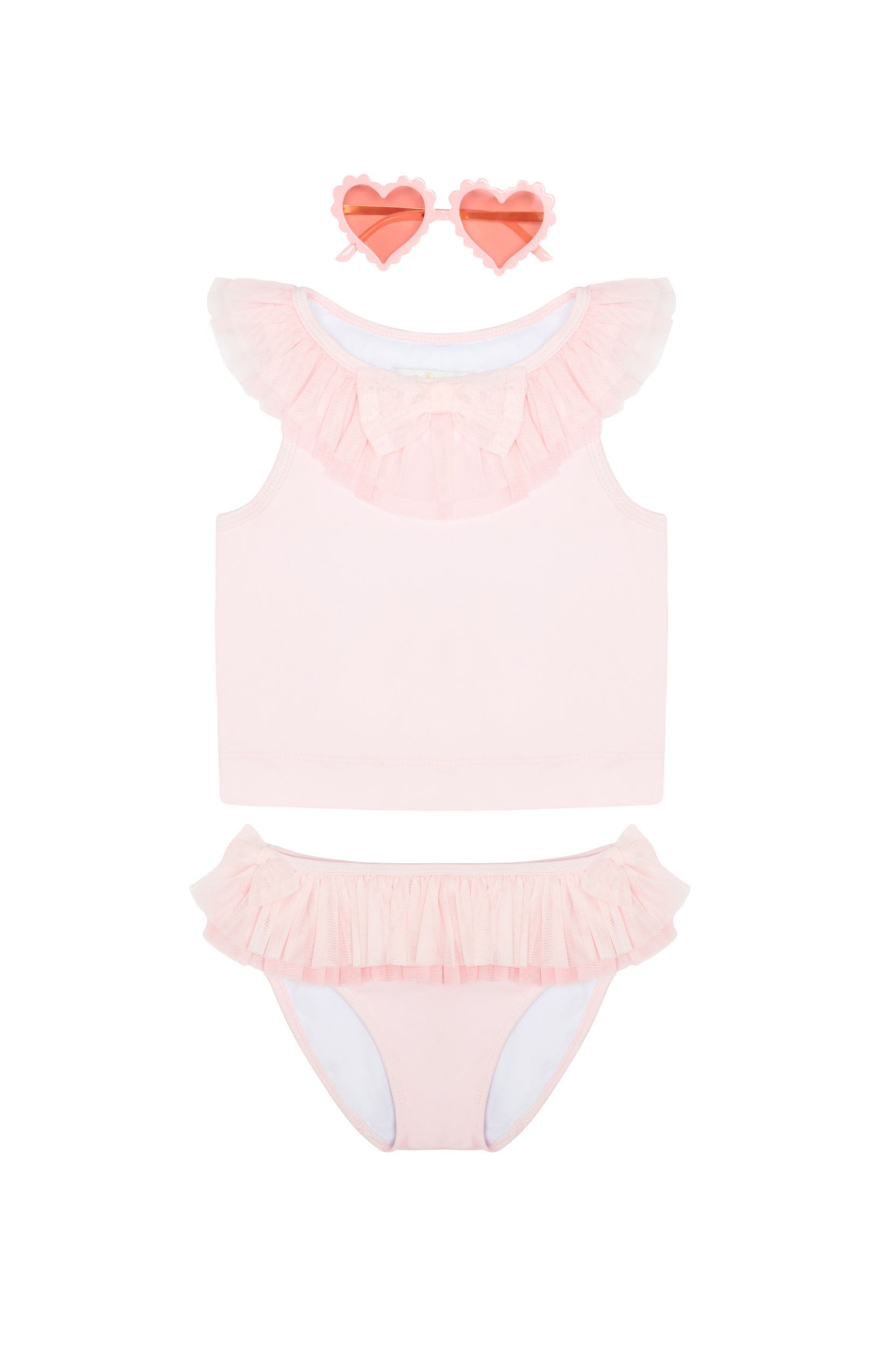 Pink Tankini with Tulle Trims (UPF50)