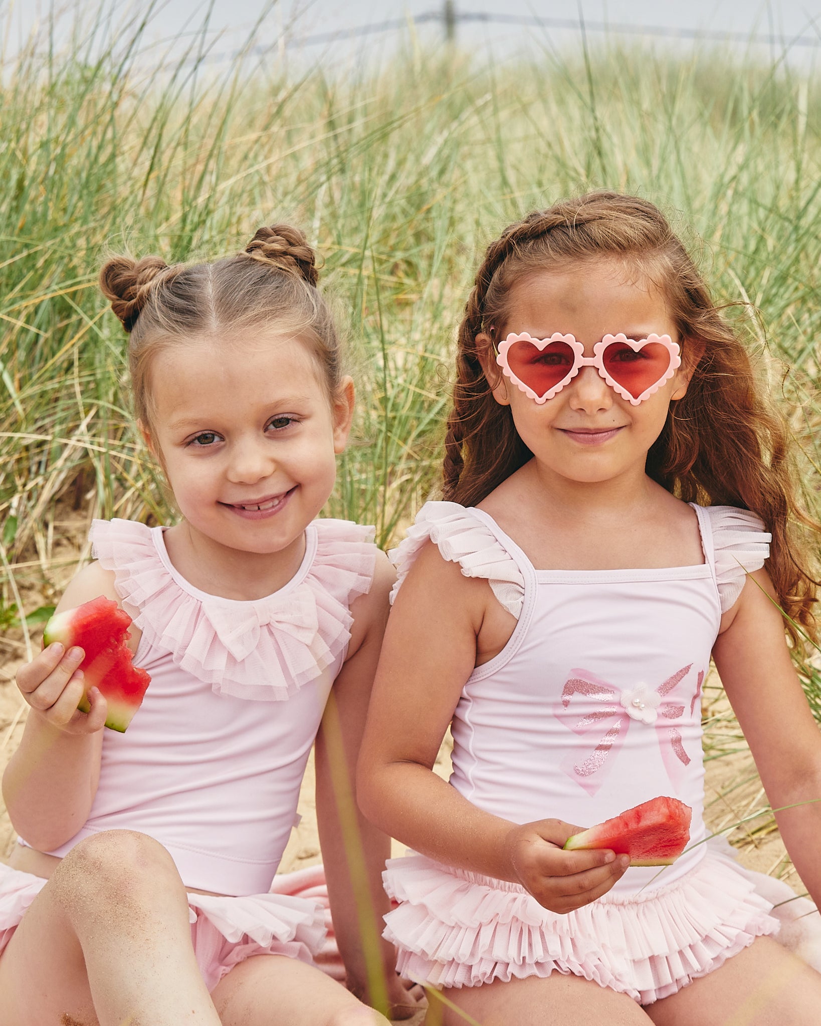 Pink Tulle-Trimmed Swimsuit (UPF50)