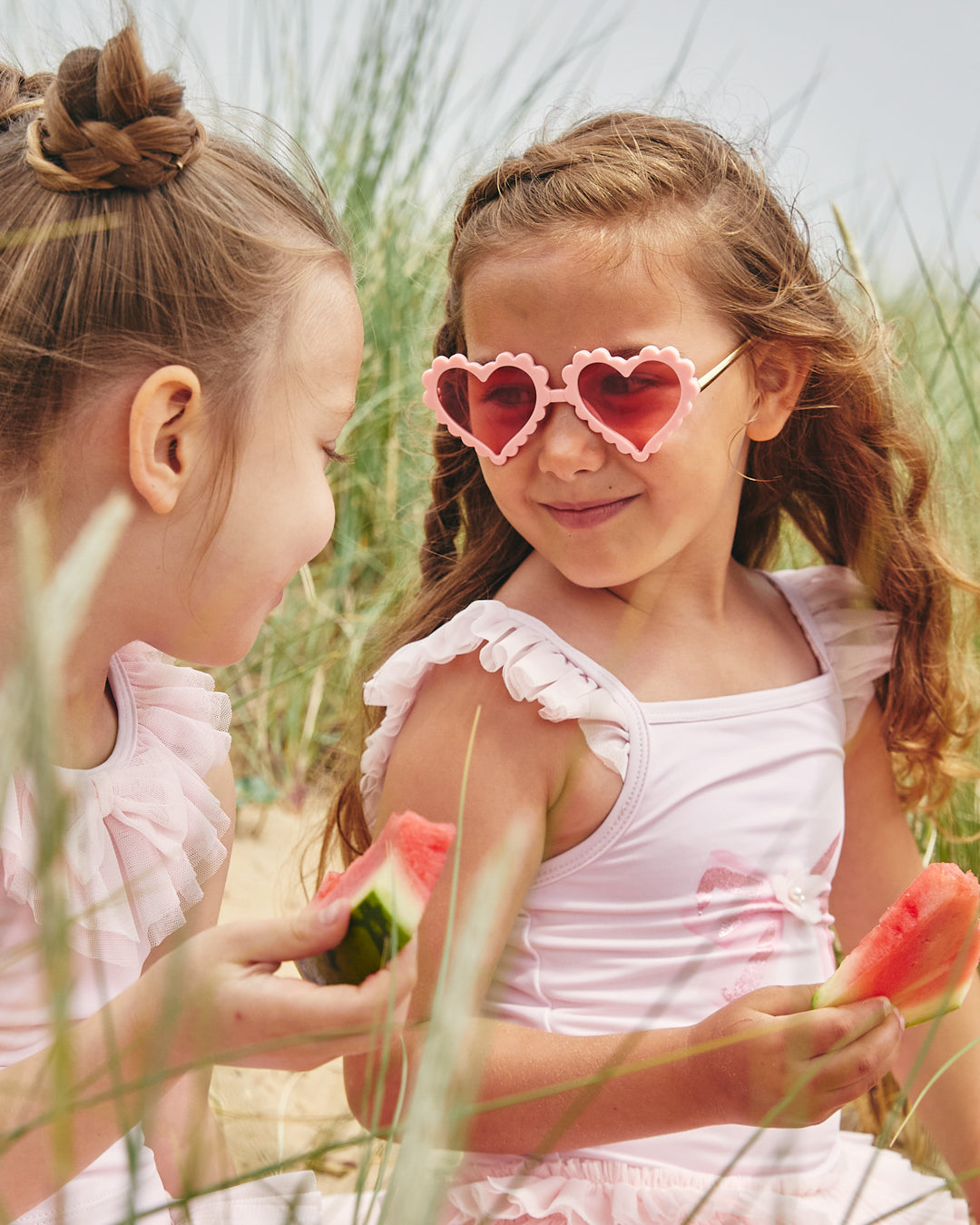 Pink Tulle-Trimmed Swimsuit (UPF50)