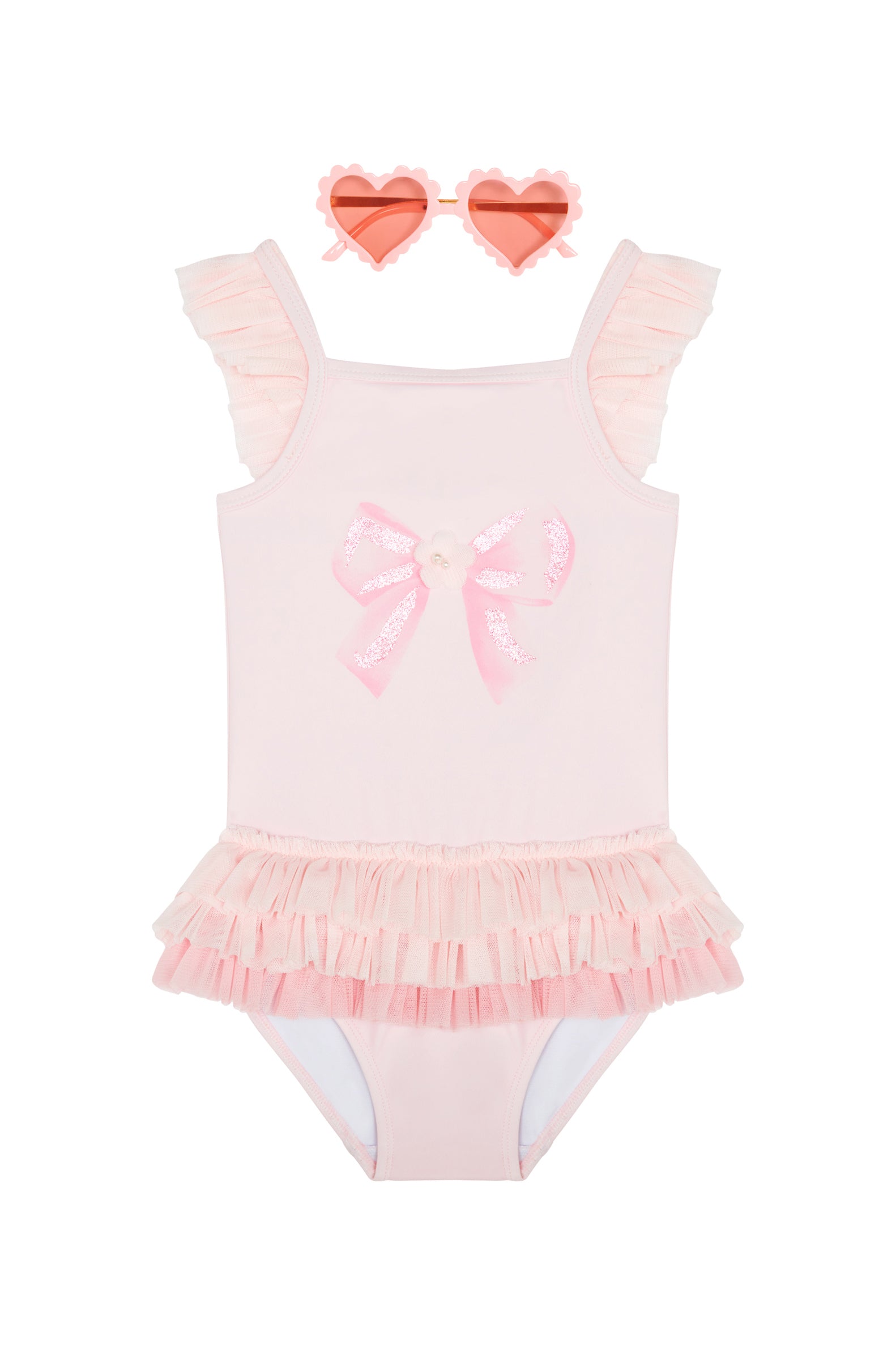 Pink Tulle-Trimmed Swimsuit (UPF50)