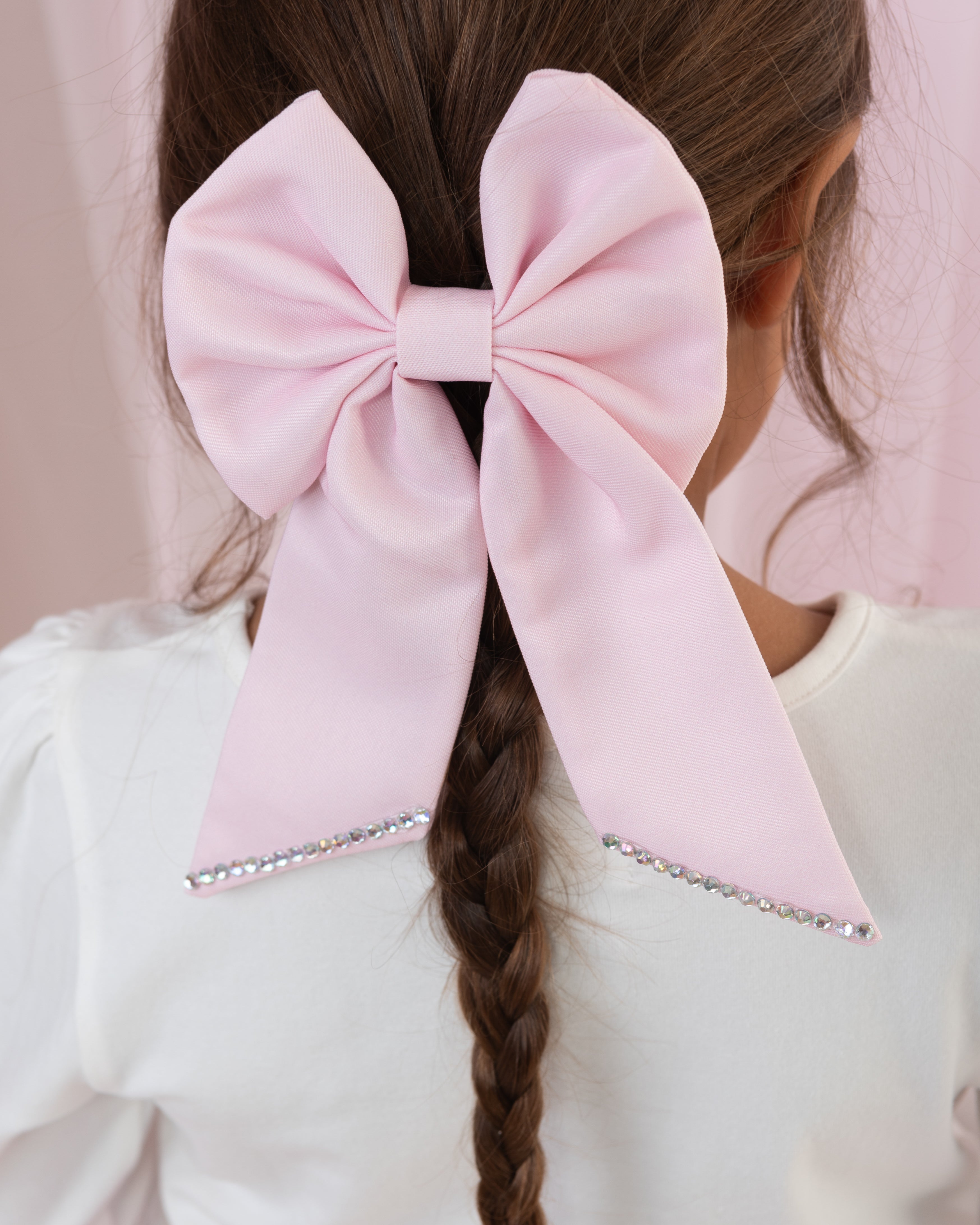 Pink Diamonte Edge Bow Clip