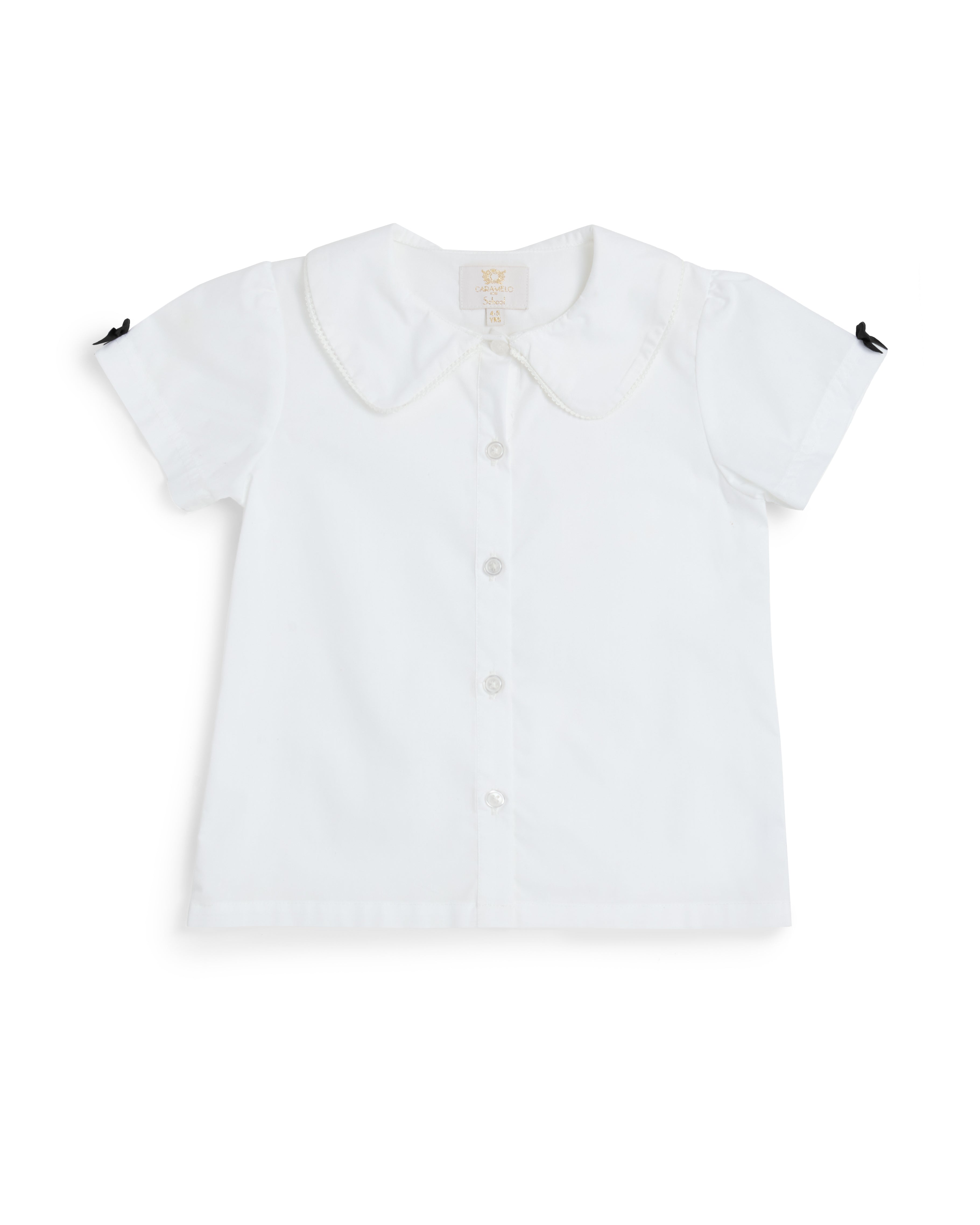 White School Shirt with Black Bow Sleeves