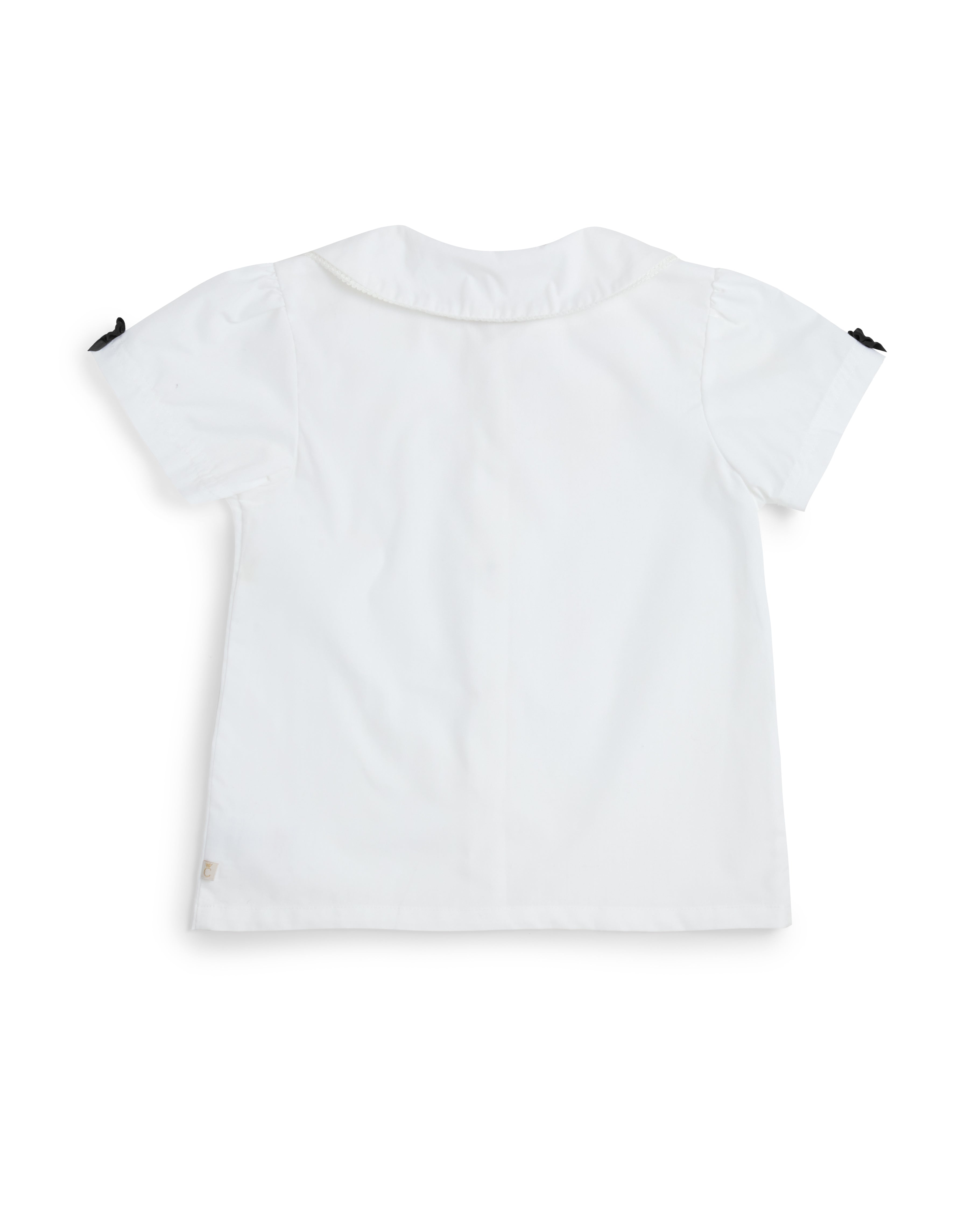 White School Shirt with Black Bow Sleeves