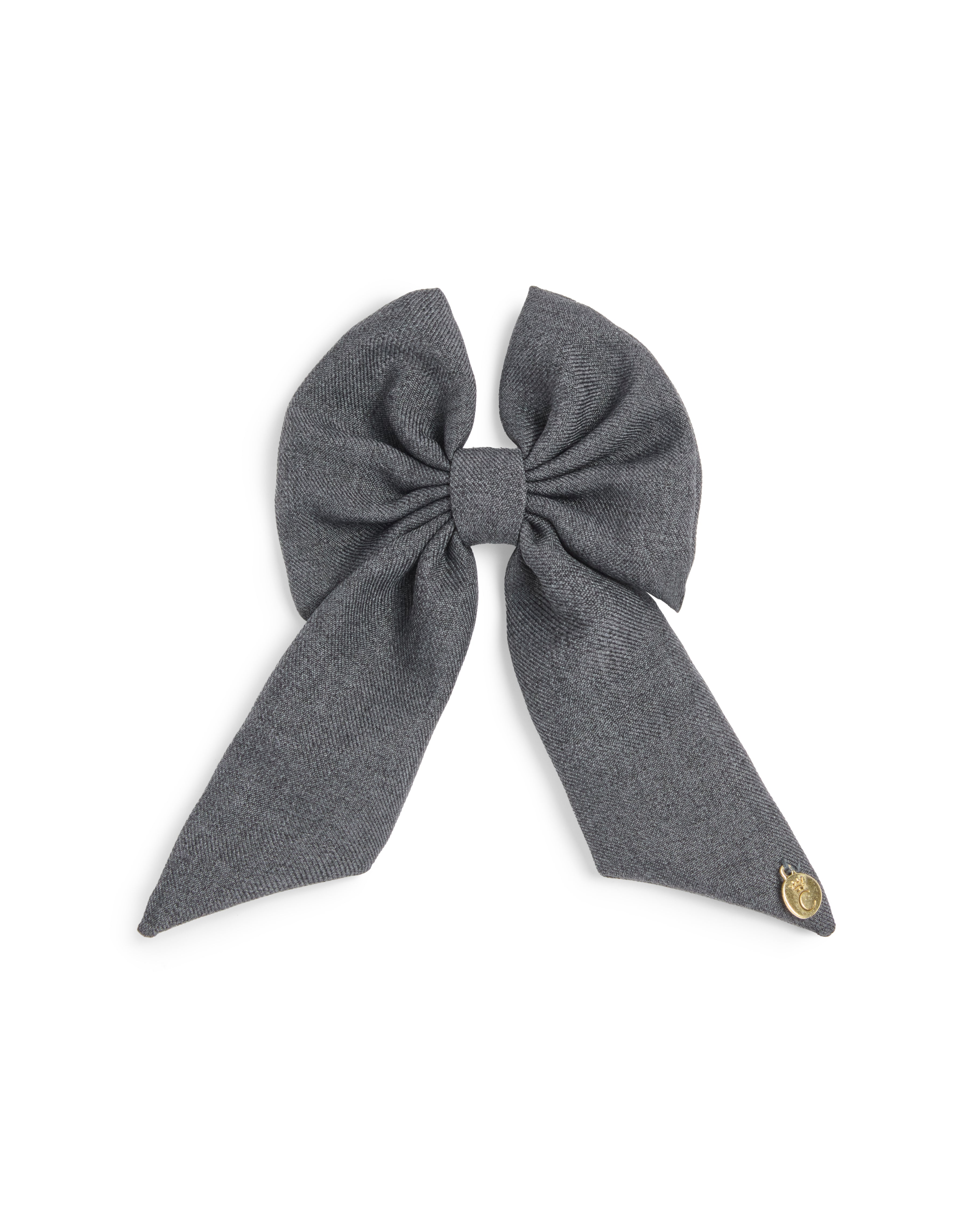 Grey School Bow Hair Clip