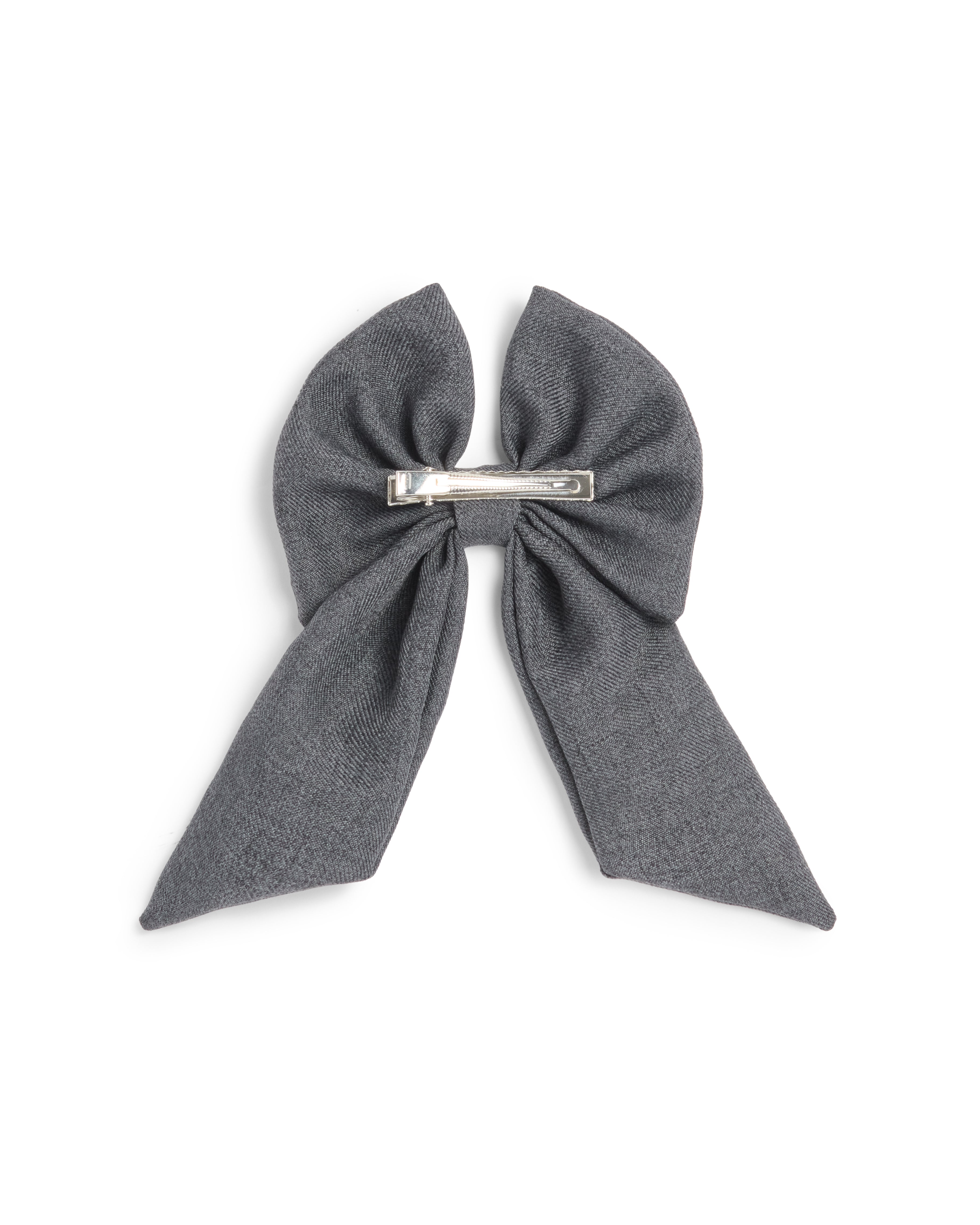 Grey School Bow Hair Clip