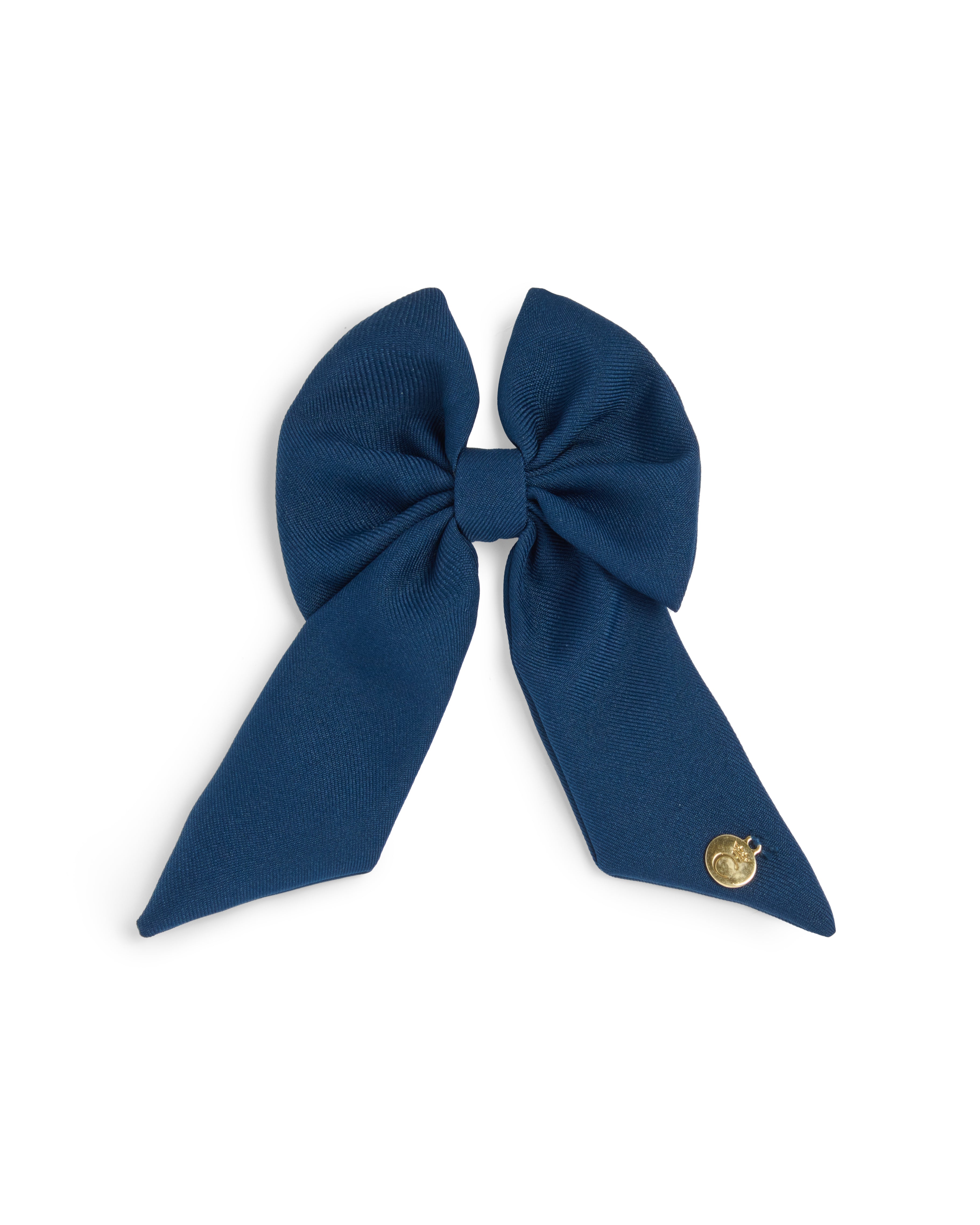 Navy School Bow Hair Clip