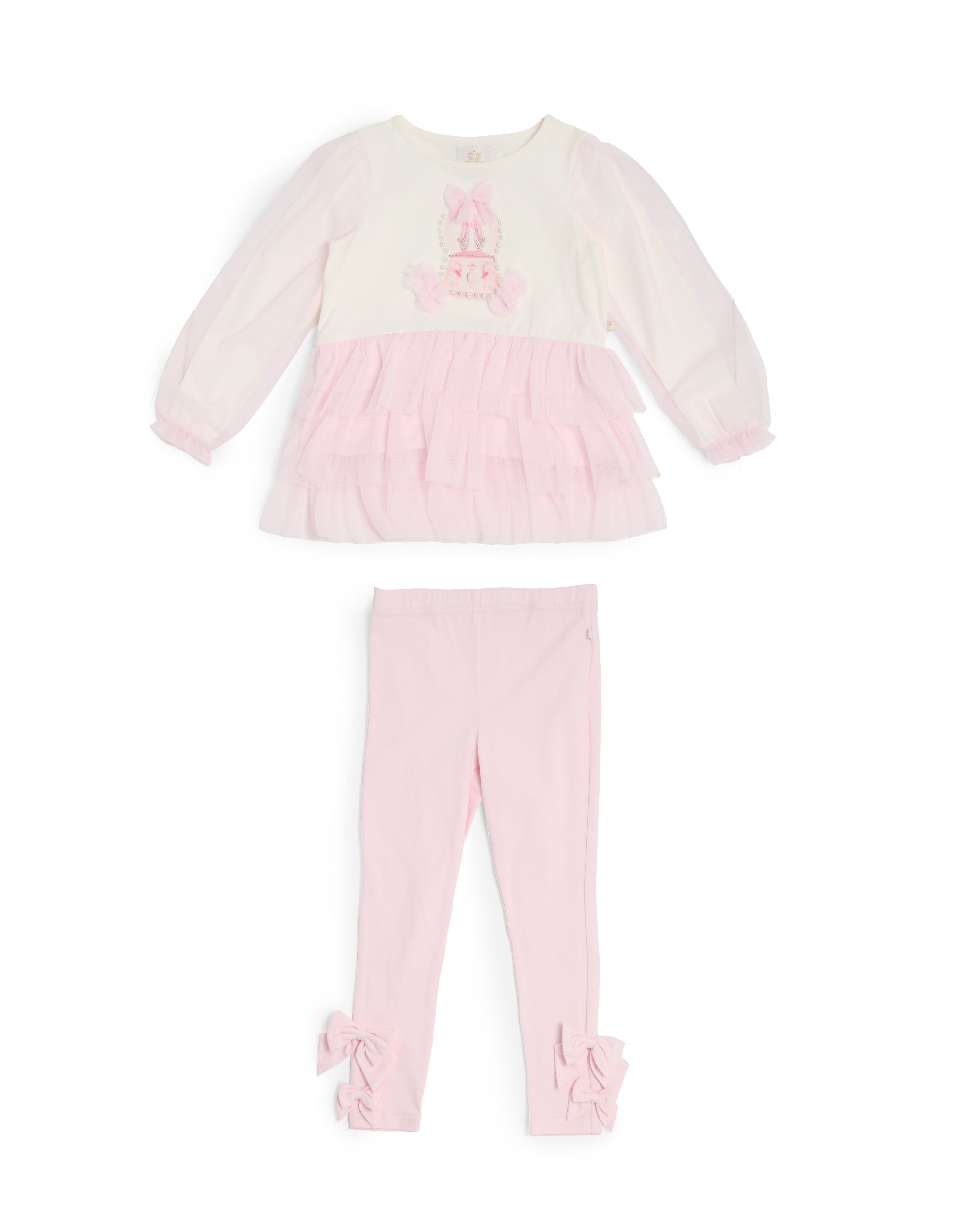Pink Tulle Layered Legging Set