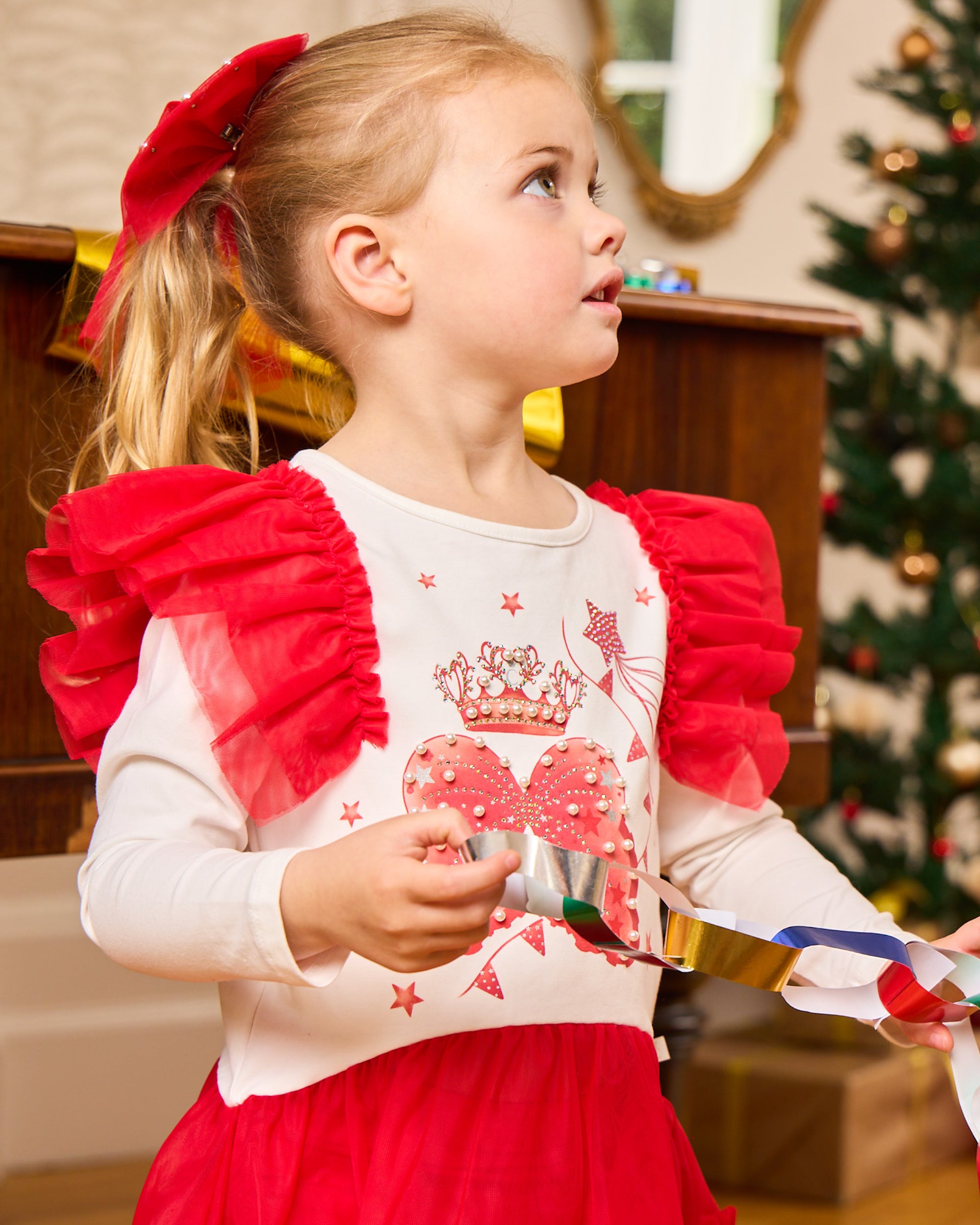 Red Ruffle Wing & Crown Legging Set