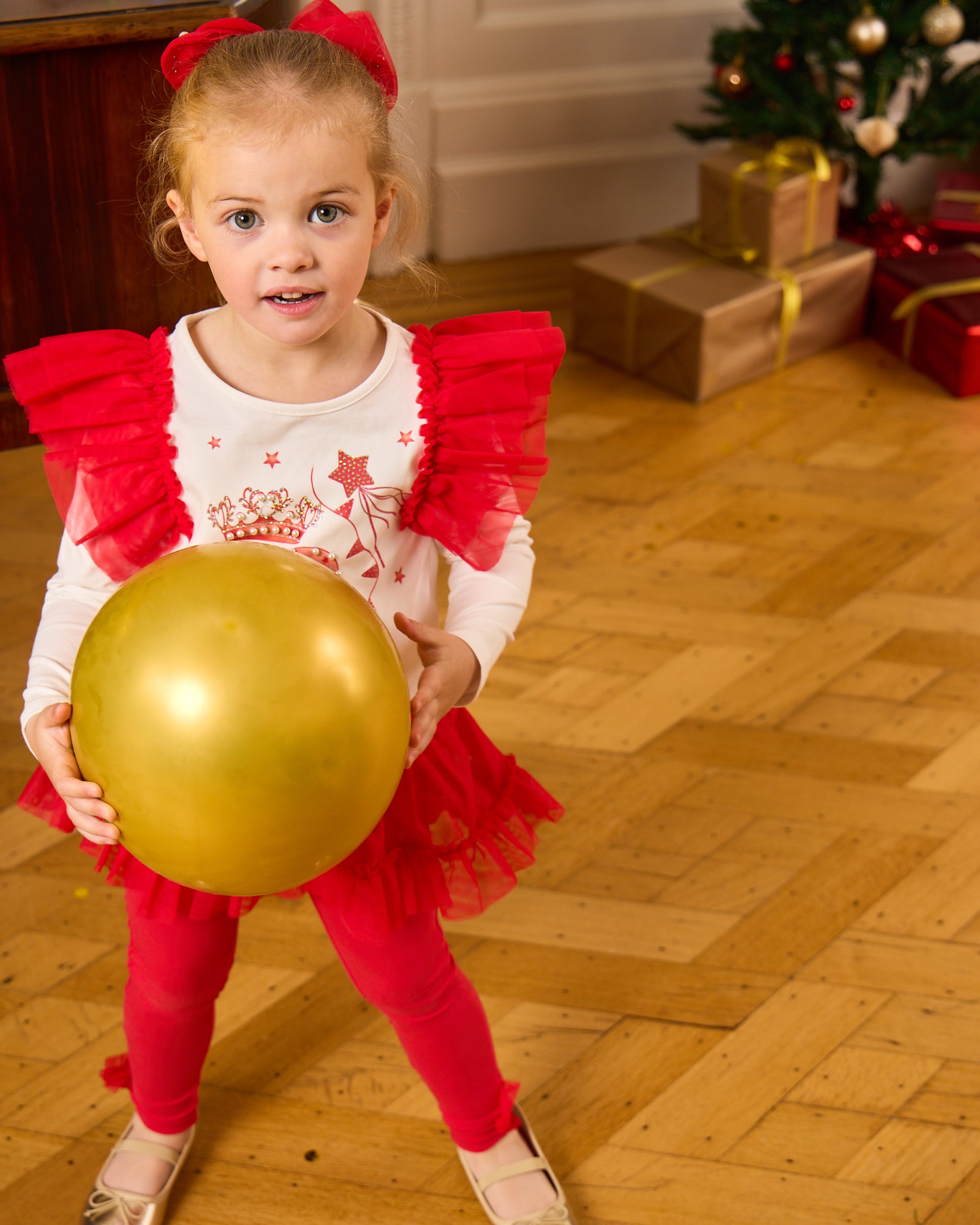 Red Ruffle Wing & Crown Legging Set