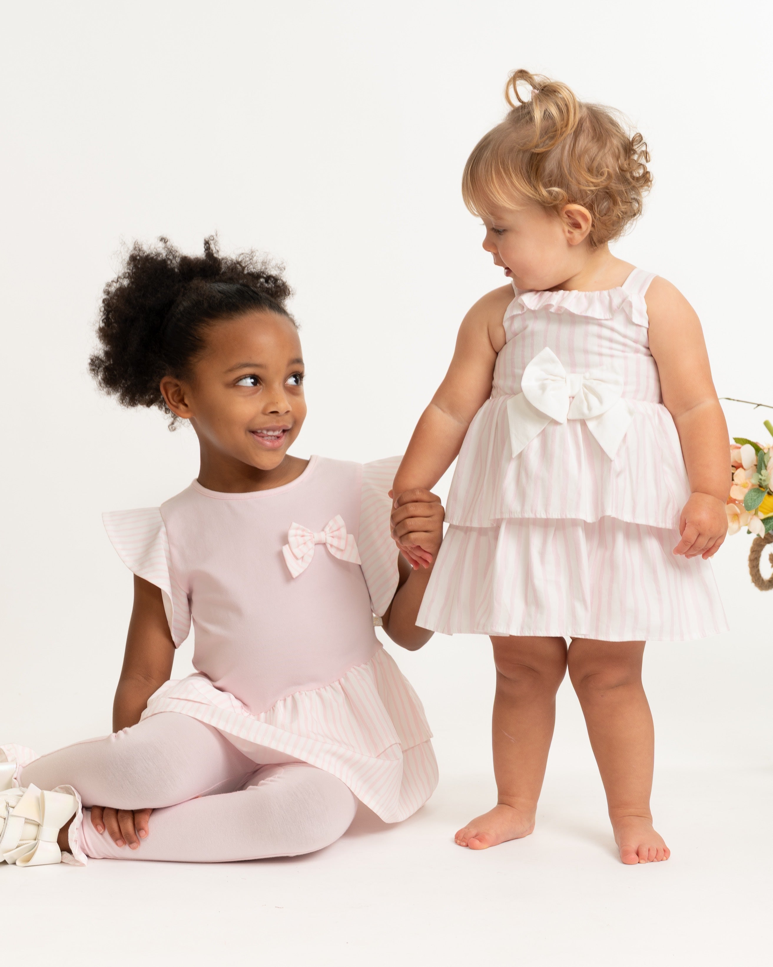 Pink Striped Frill Top & Legging Set