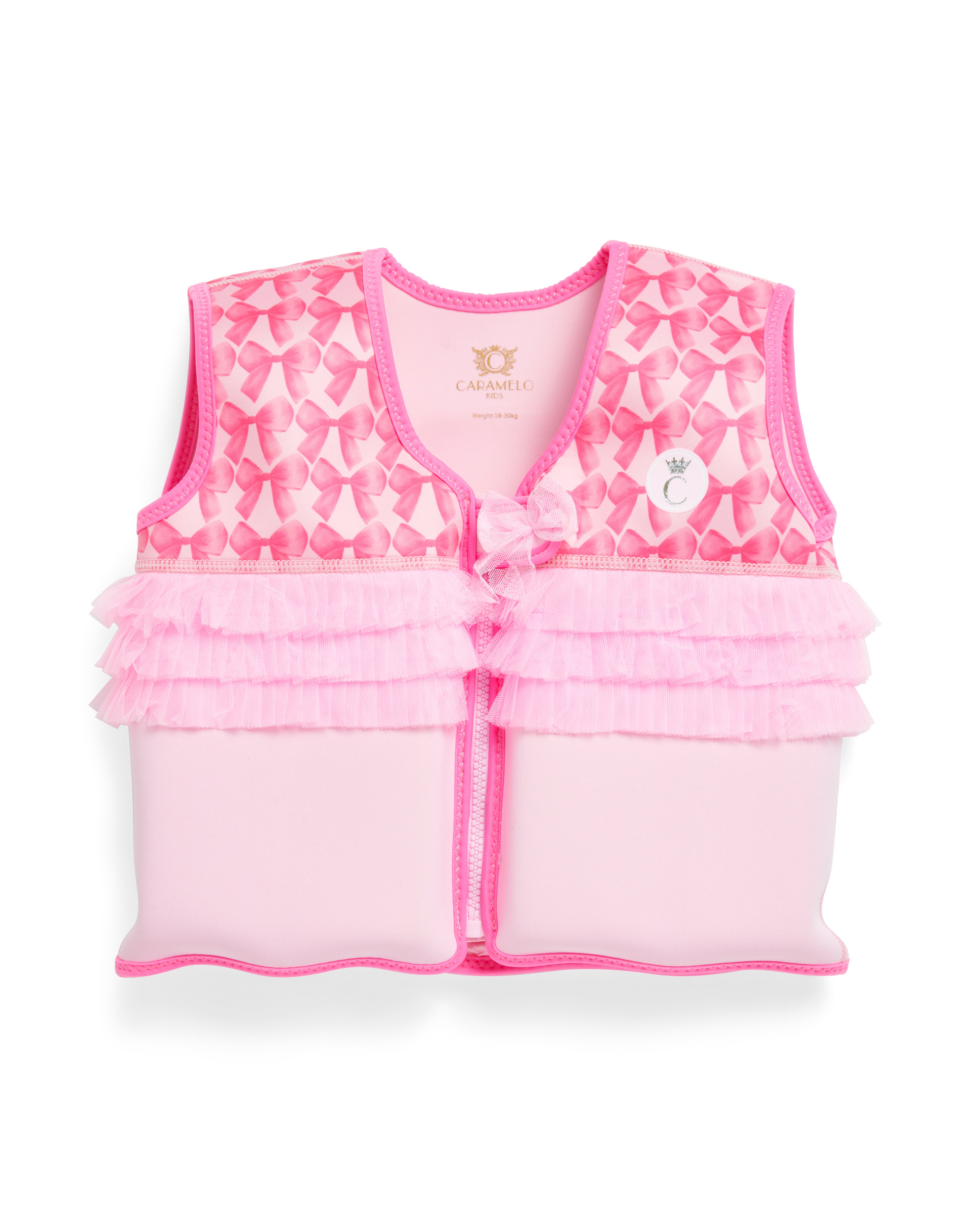 Pink Float Vest with Tulle Ruffle Detail